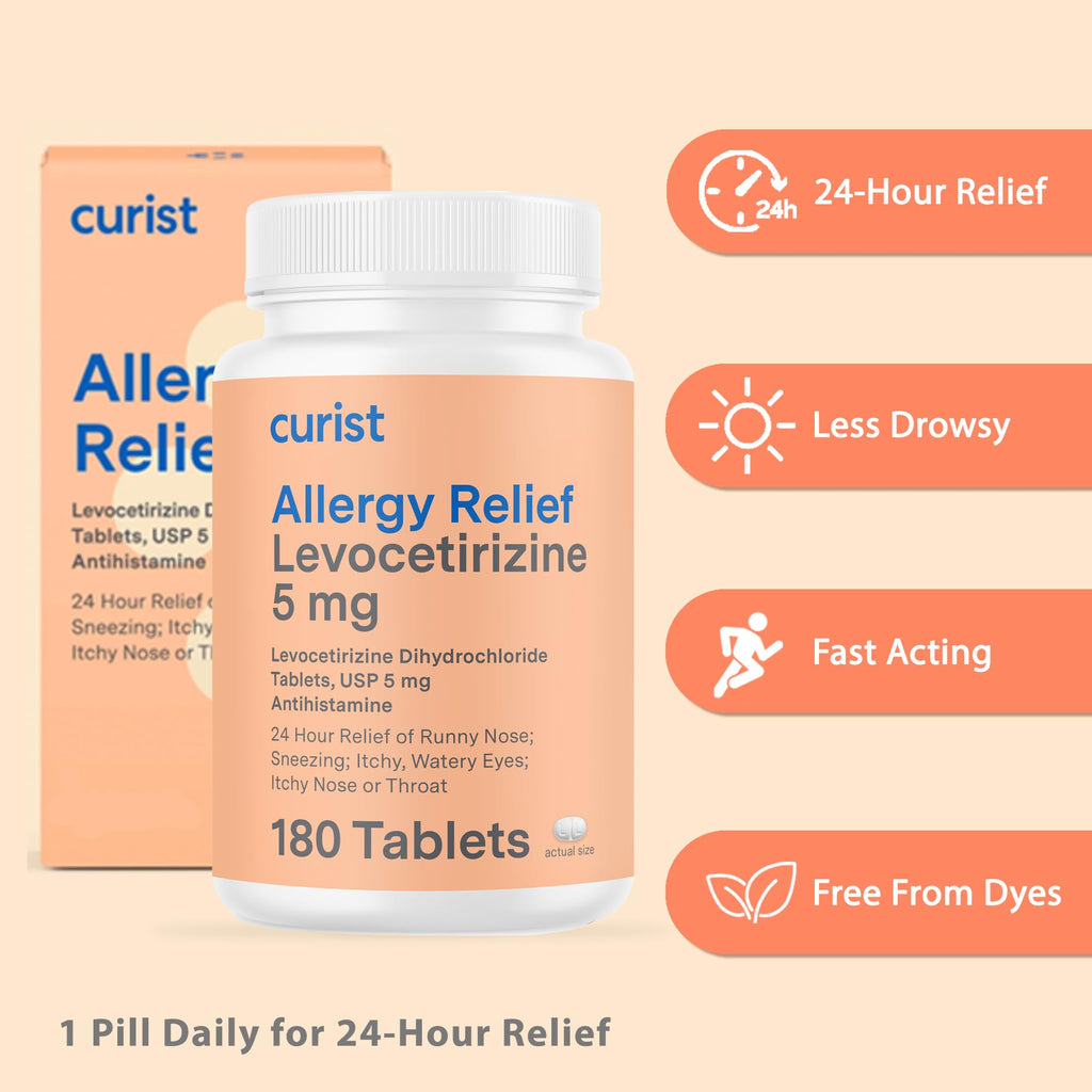 Curist Levocetirizine 5 mg (180 Tablets) – 24 Hour Allergy Relief