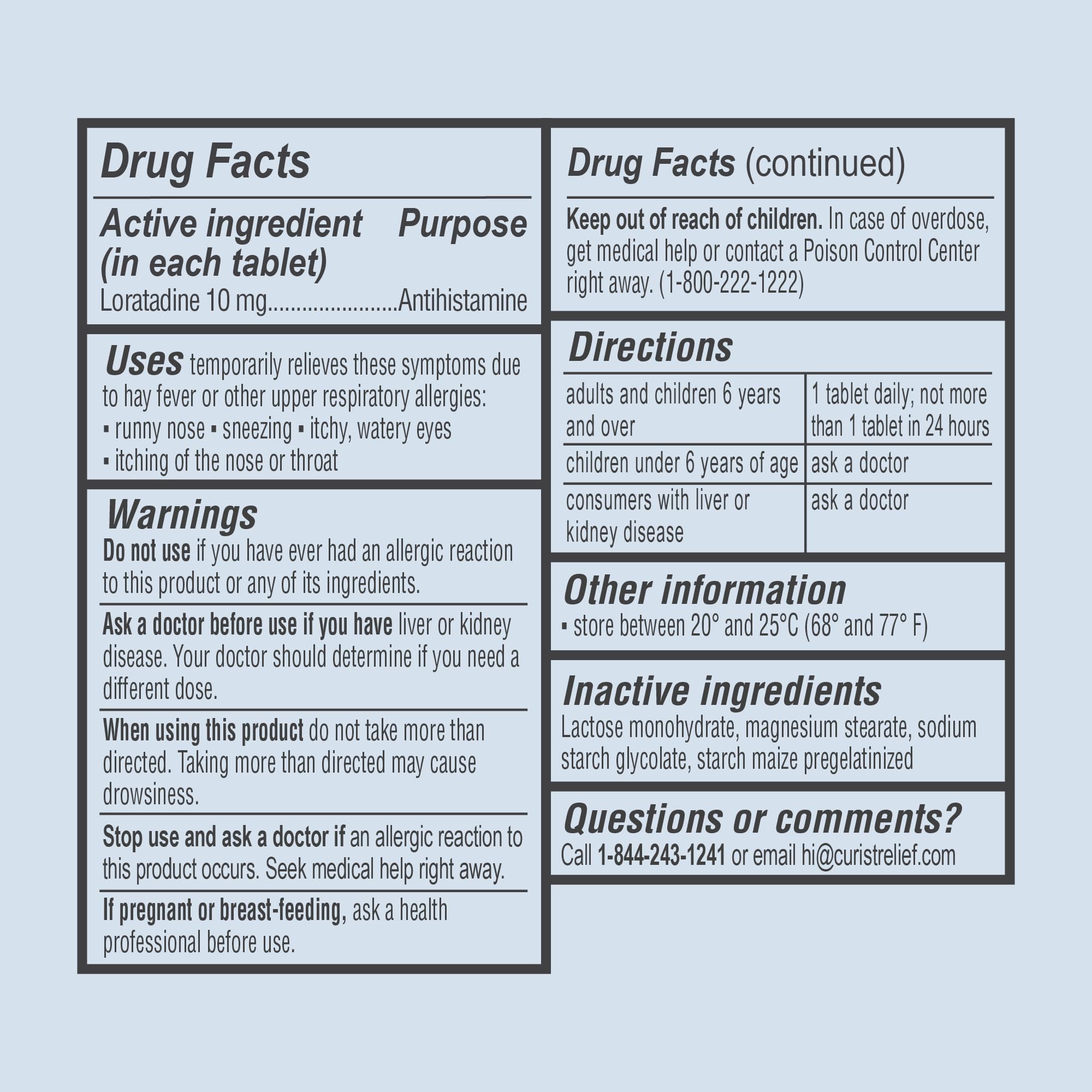 Curist Loratadine 10mg 365 Count | 24-Hour Non-Drowsy Allergy Medicine