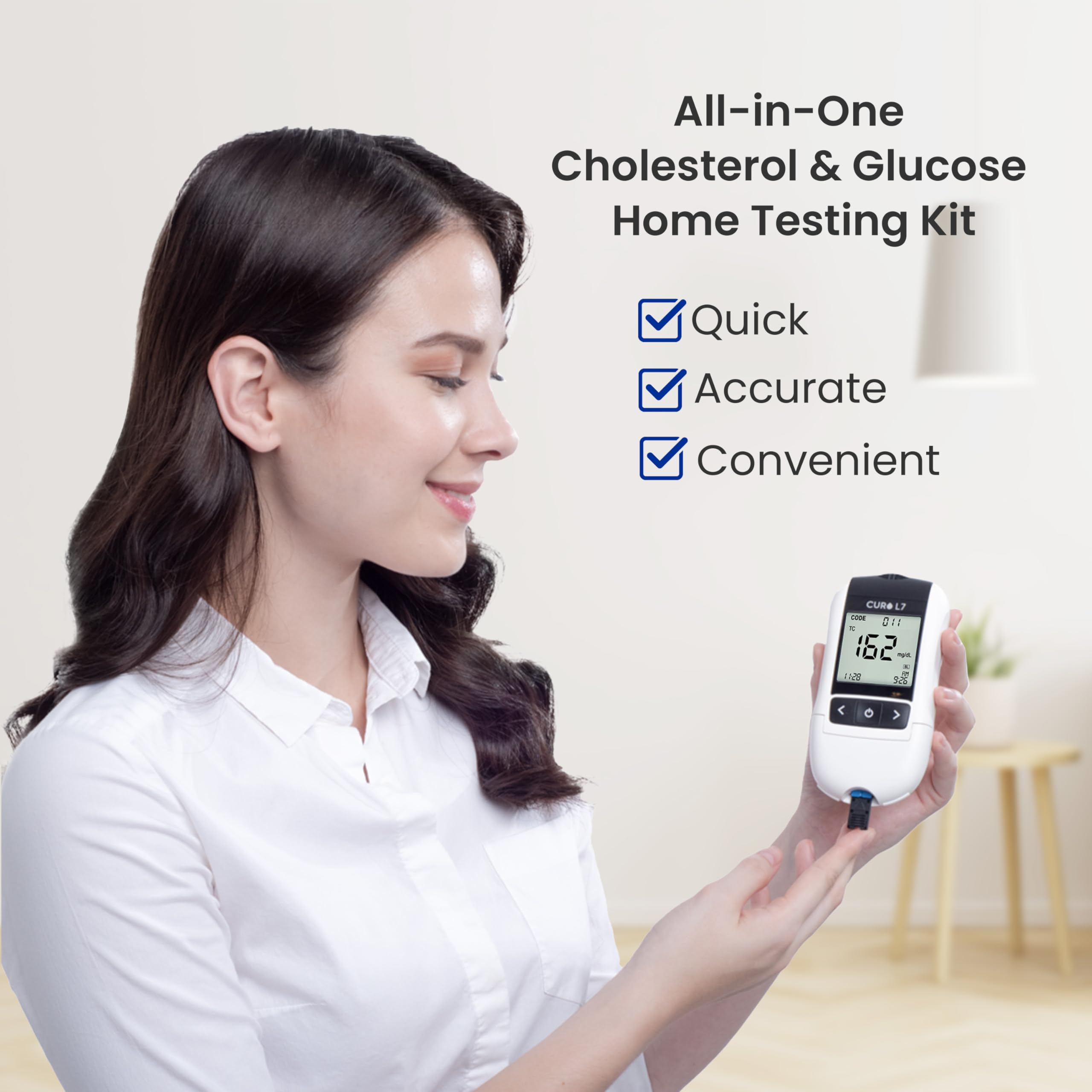 CURO L7 Portable Cholesterol & Glucose Testing Kit – 6-in-1 Lipid Panel
