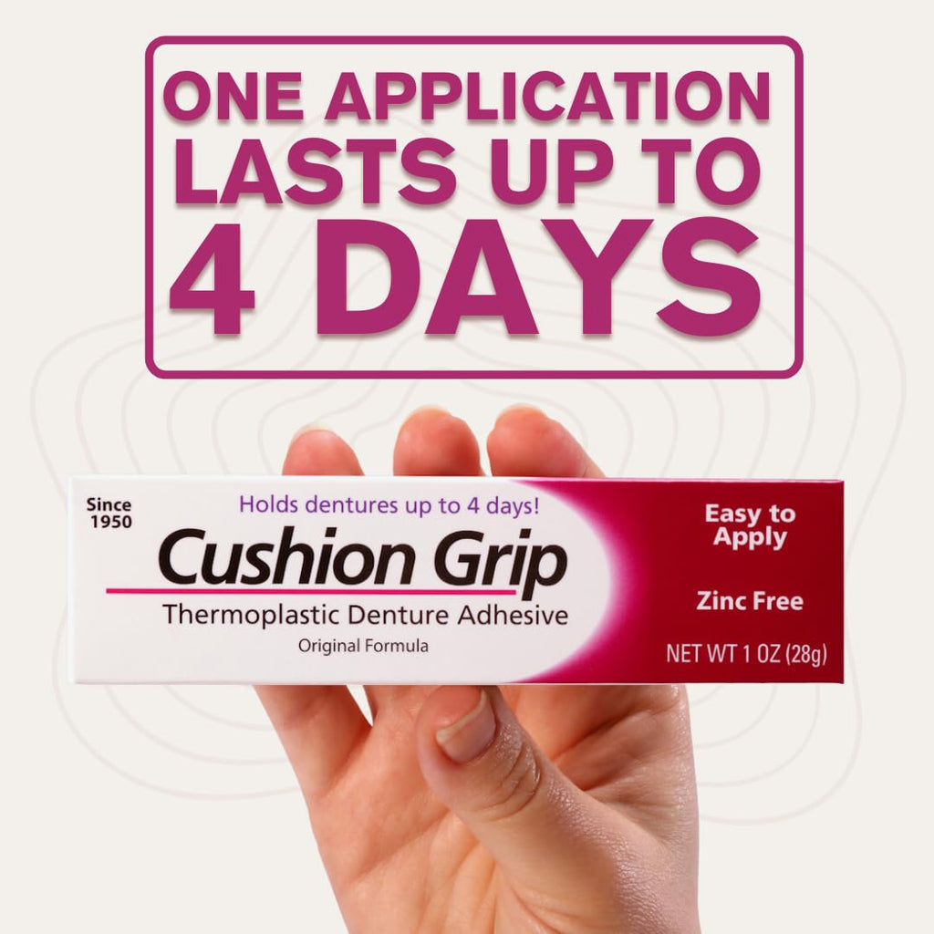 Cushion Grip Thermoplastic Denture Adhesive – 1oz, 12 Pack, Extra Strong Hold