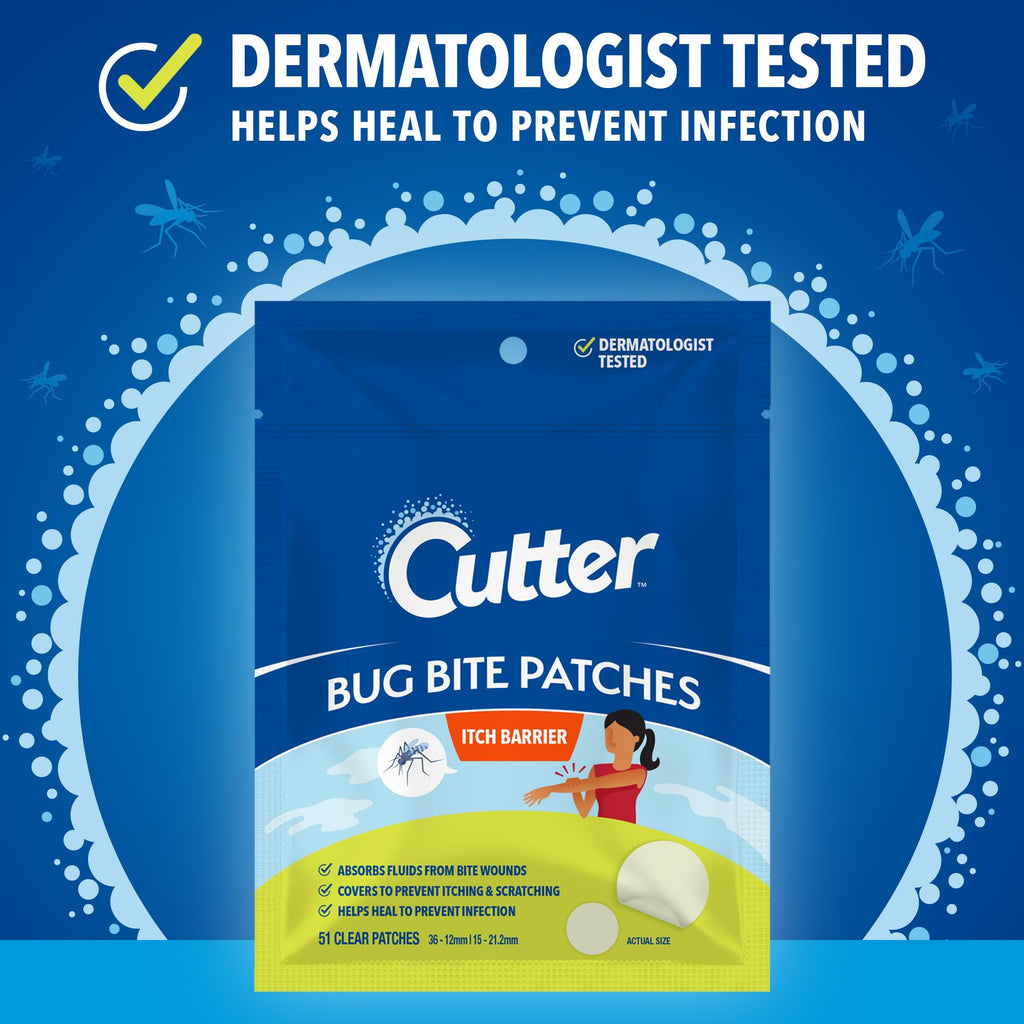 Cutter Bug Bite Patches – Itch Relief Hydrocolloid Patches for Kids & Adults | 51 Count