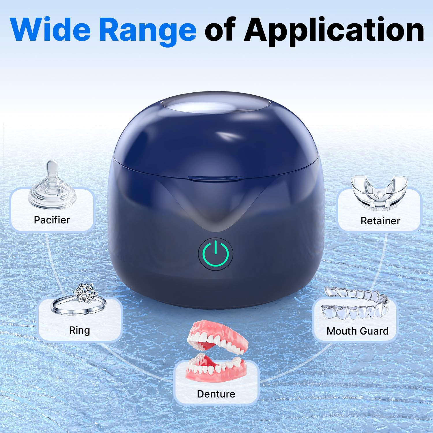 CXRUY Ultrasonic Retainer Cleaner - UV Dental Cleaning Pod (Navy Blue)