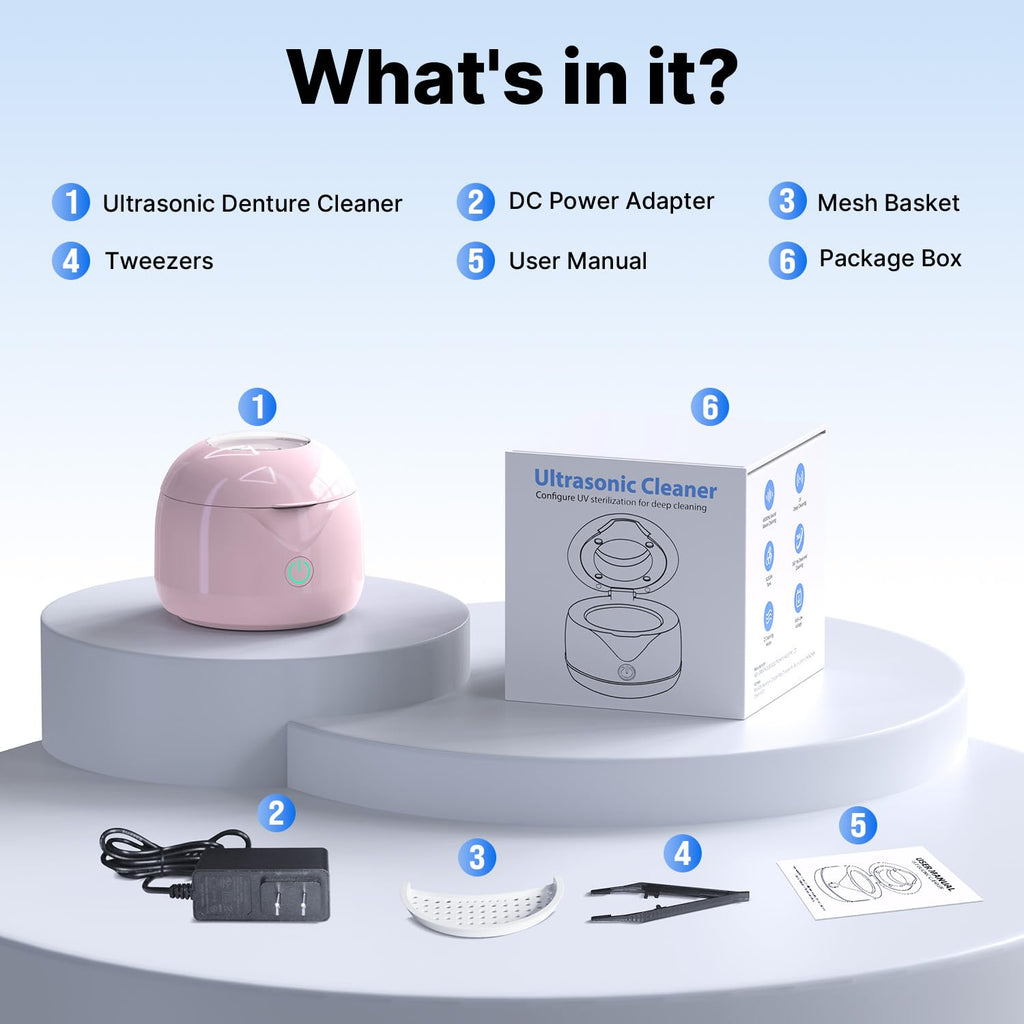 CXRUY Ultrasonic Retainer Cleaner | UV Cleaning Pod (Pink)