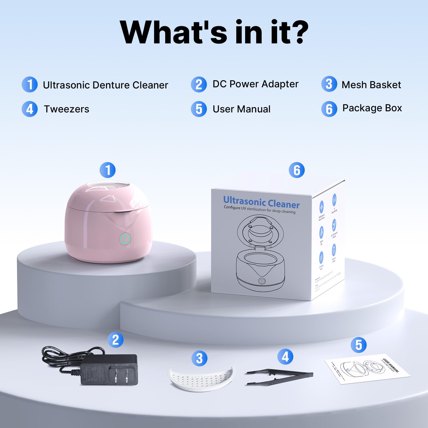 CXRUY Ultrasonic Retainer Cleaner | UV Cleaning Pod (Pink)
