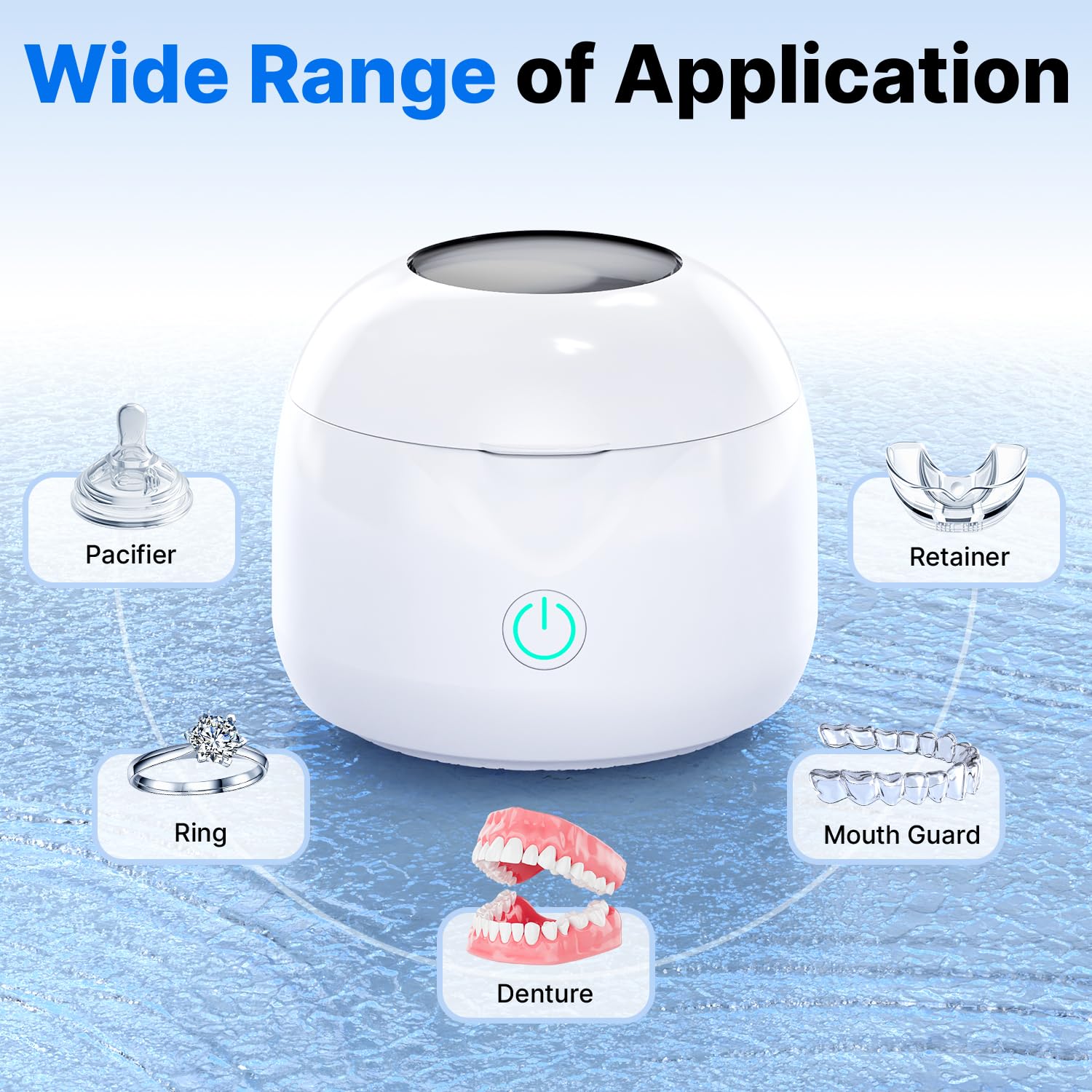 CXRUY Ultrasonic Retainer Cleaner – UV Dental Cleaning Pod for Dentures, Aligners, Braces & Jewelry (White)