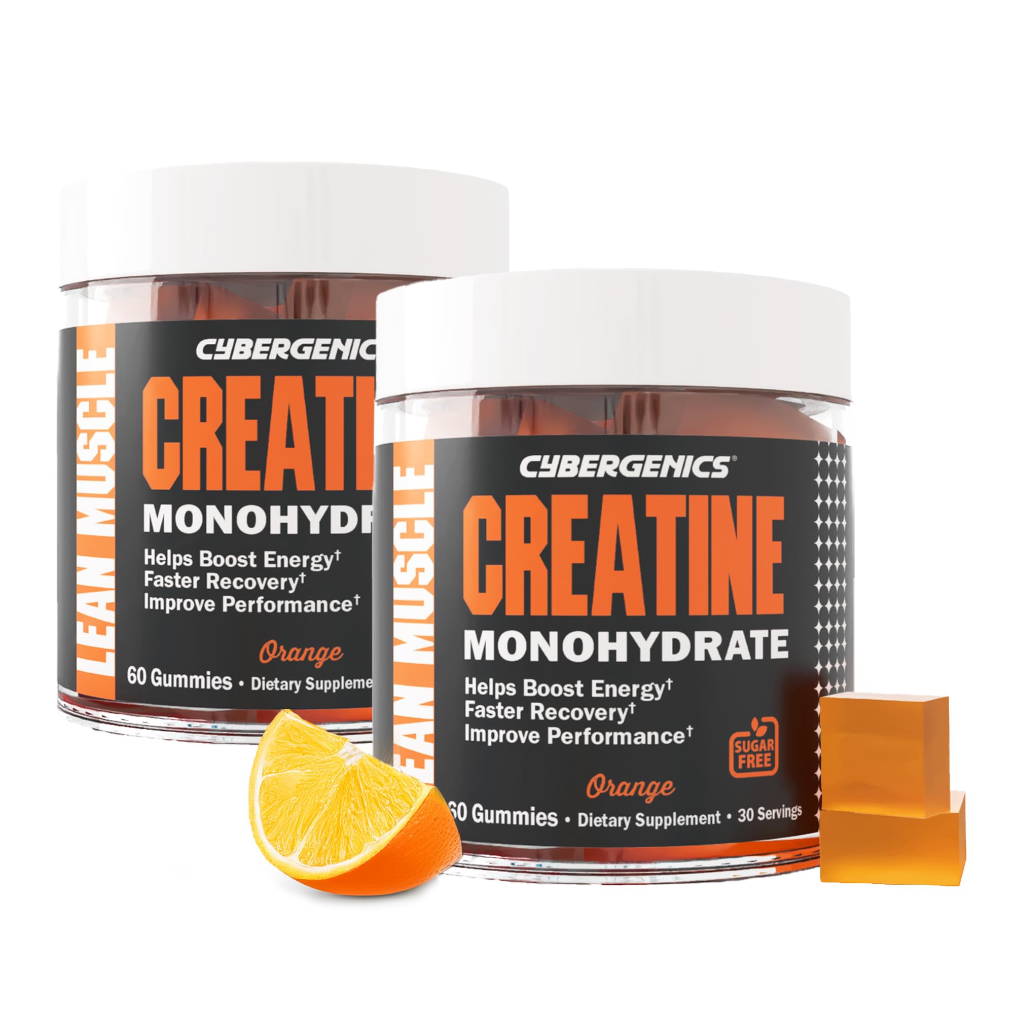 Cybergenics Creatine Monohydrate Gummies – 500mg per Serving, Gluten Free, Orange