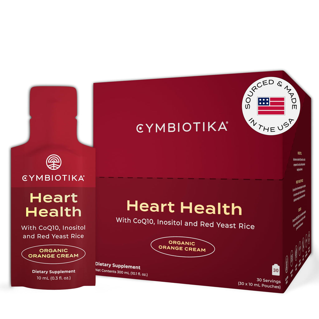 CYMBIOTIKA Heart Health Supplement with CoQ10, Red Yeast Rice & Inositol – Gluten Free, Organic Orange Cream Flavor, 30 Pack
