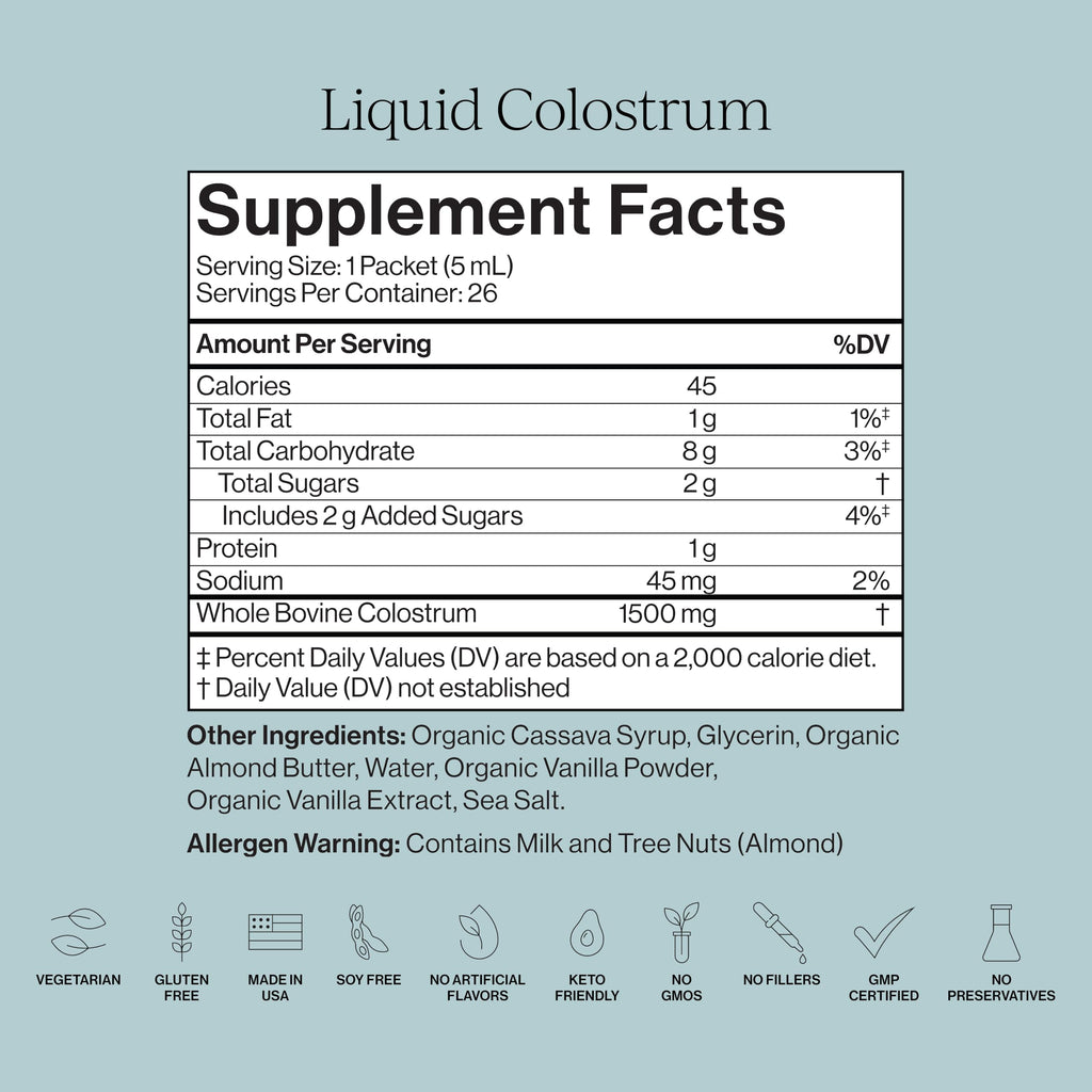 CYMBIOTIKA Liquid Colostrum – Grass-Fed, Gut Health & Immune Support, Vanilla