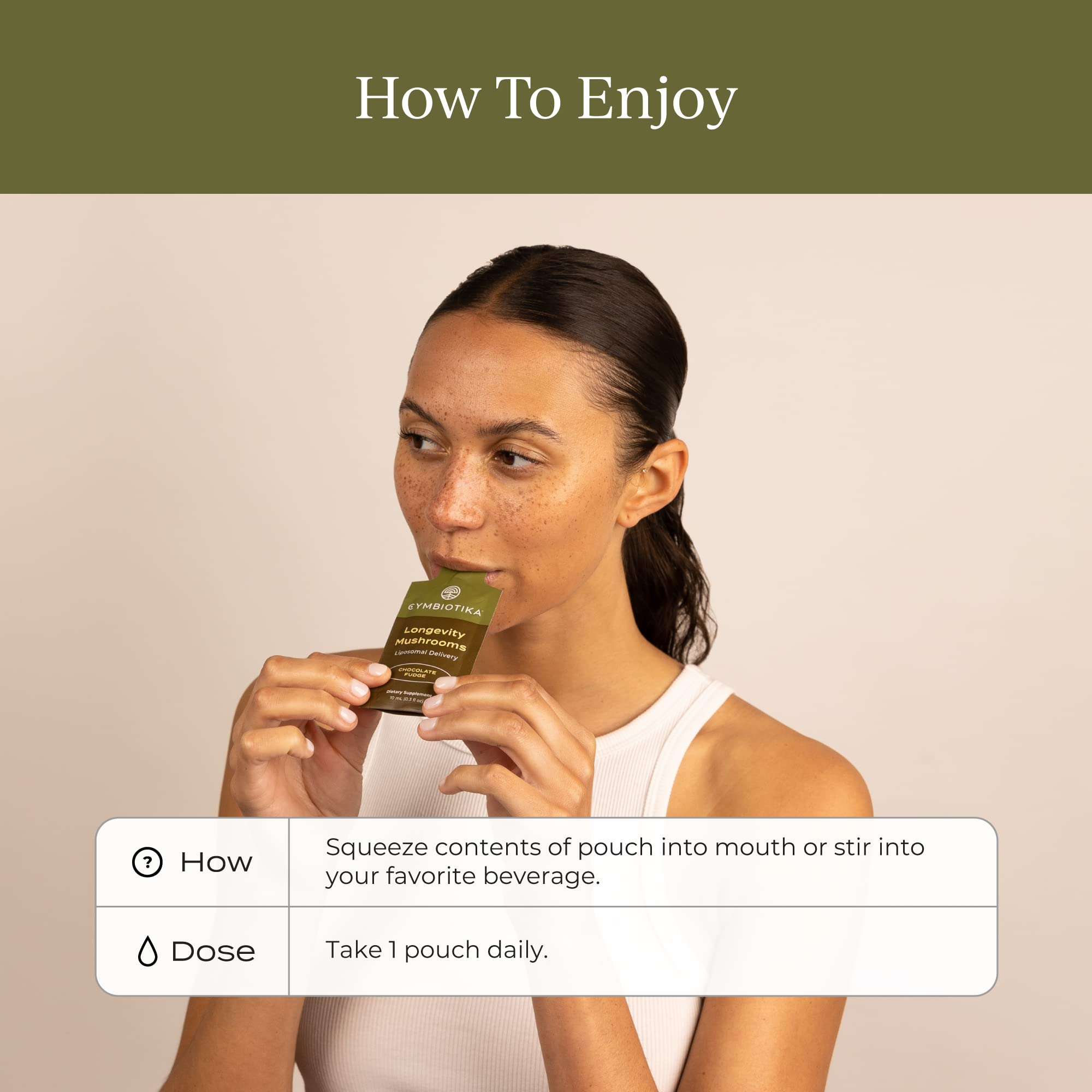 CYMBIOTIKA Liposomal Mushroom Supplement – Lion’s Mane, Turkey Tail, Cordyceps & Reishi, Chocolate Fudge, 30 Pack