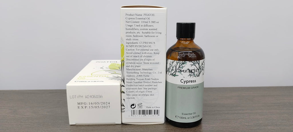 Cypress Essential Oil 100ml | PHATOIL Aromatherapy for Diffuser, Candle & DIY