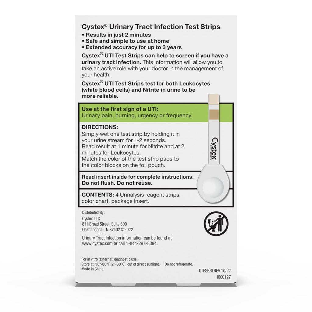 Cystex UTI Test Strips for Women & Men – At-Home, 2-Minute Results (4-Count)