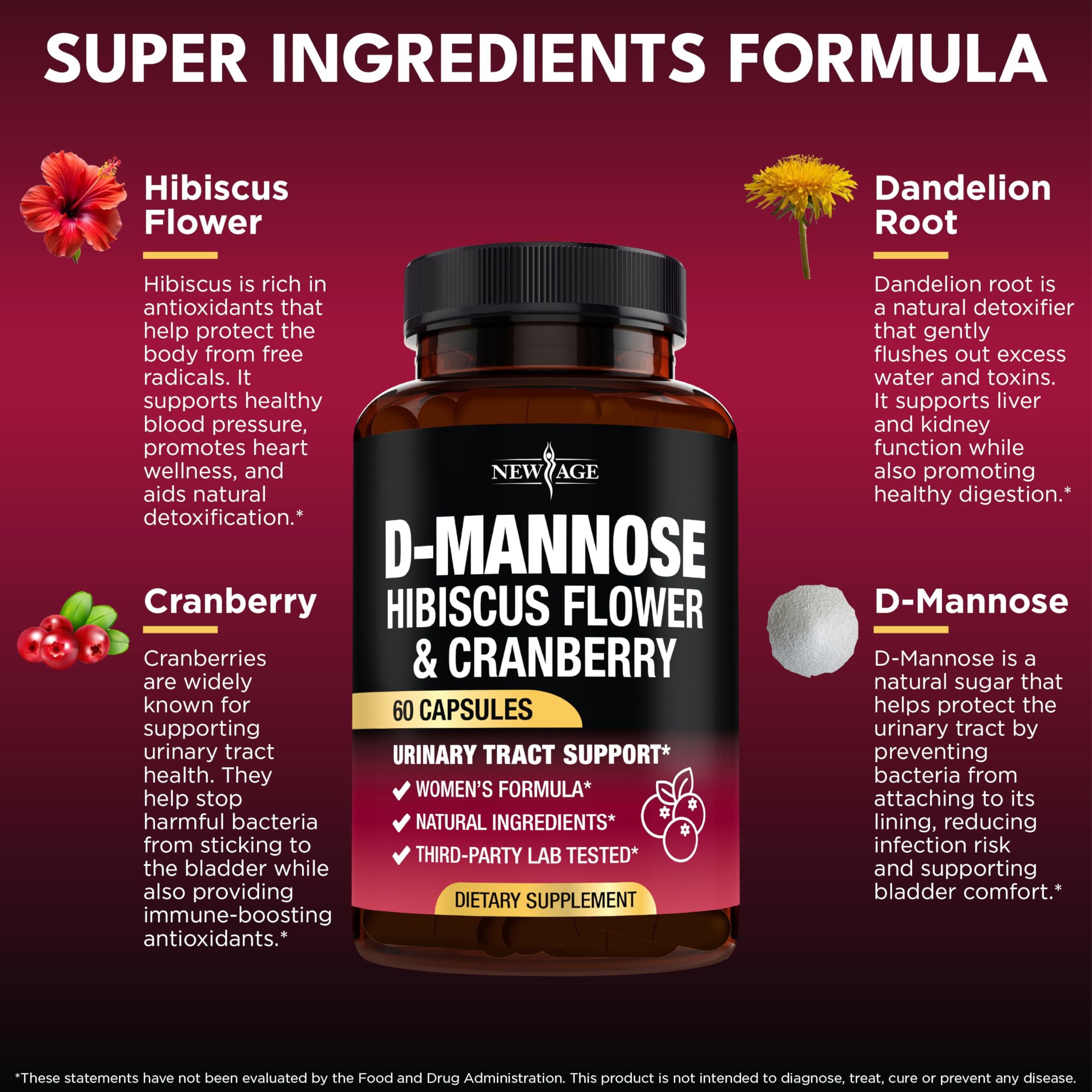 D-Mannose with Cranberry & Hibiscus – High-Strength UTI Support (180 Capsules)