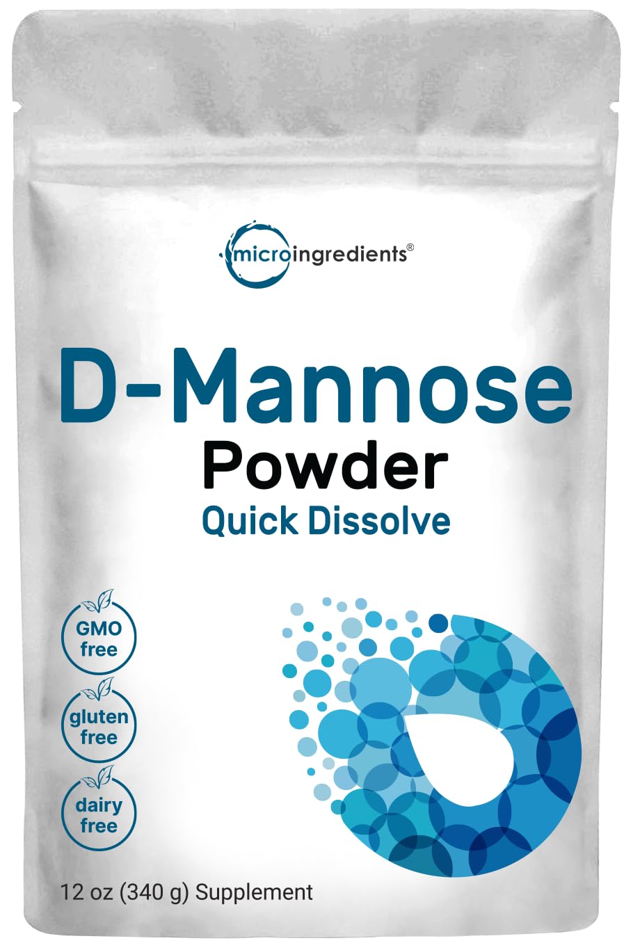 Micro Ingredients D-Mannose Powder – Pure Urinary Tract Support (12 oz), Vegan & Non-GMO
