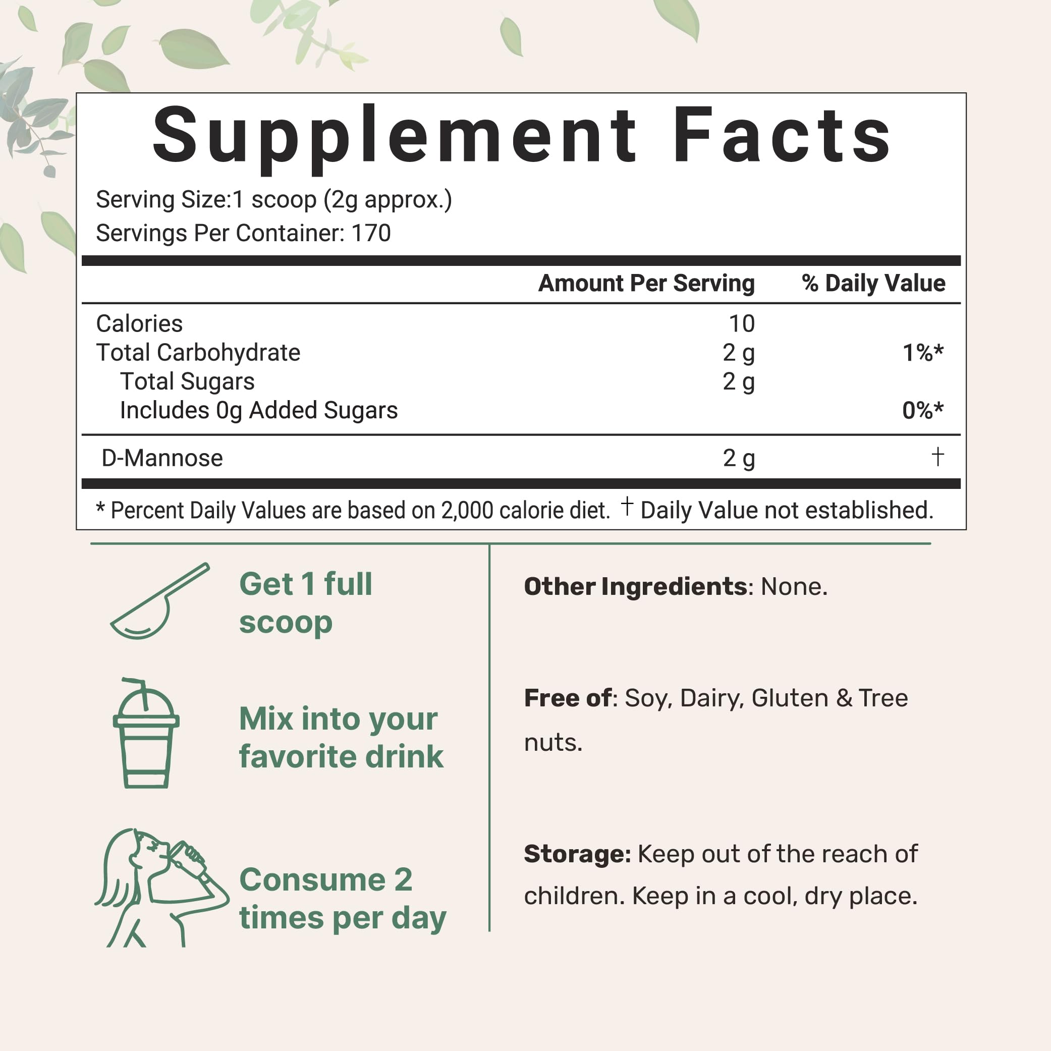 Micro Ingredients D-Mannose Powder – Pure Urinary Tract Support (12 oz), Vegan & Non-GMO