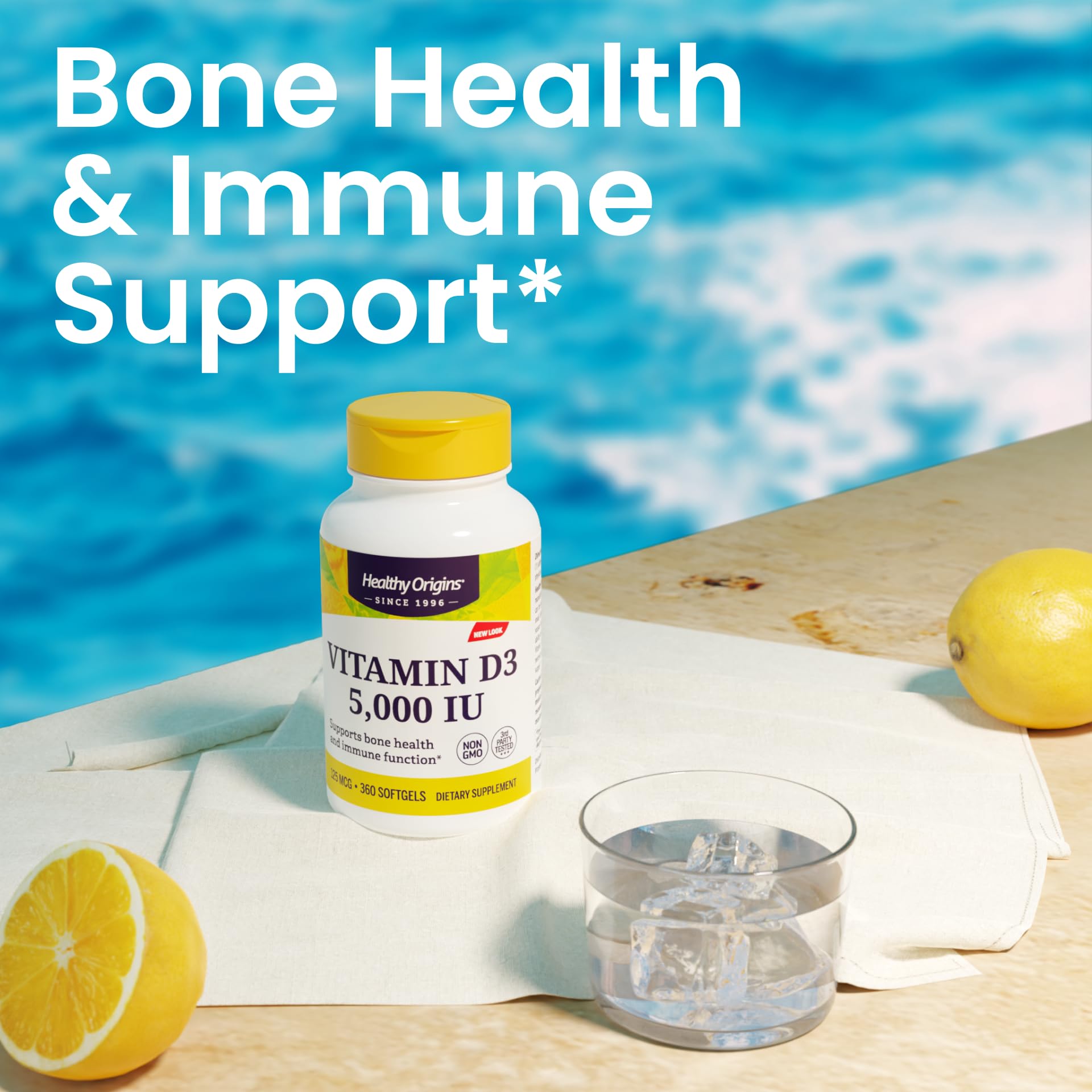 Healthy Origins Vitamin D3 5,000 IU Softgels (Lanolin) – Gluten-Free, Easy Absorption – Bone & Immune Support – 540 Softgels