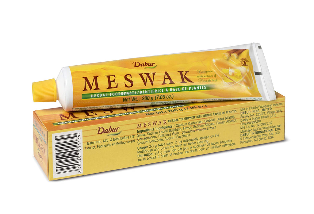 Dabur Meswak Toothpaste – Fluoride Free, Miswak Essence (Pack of 3)
