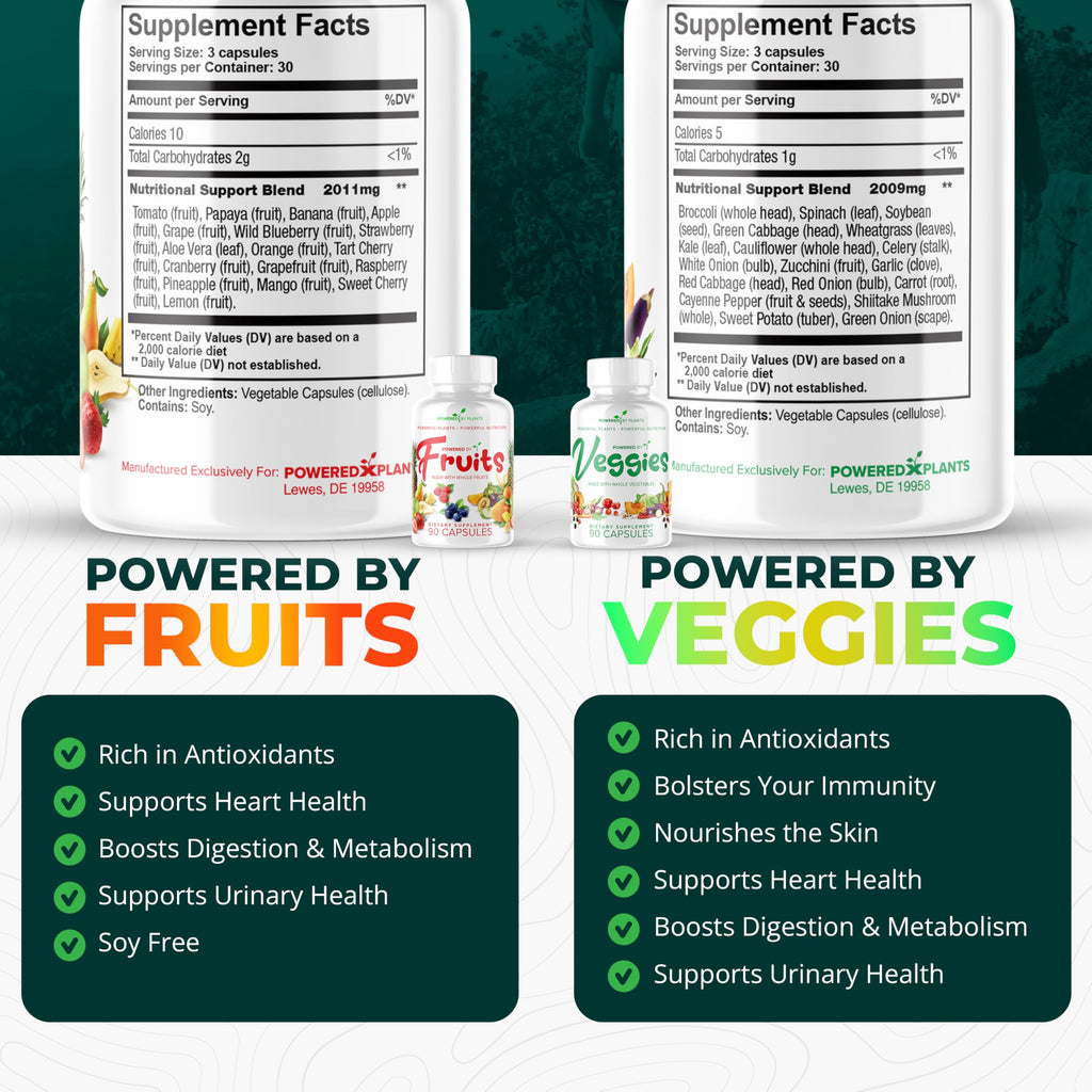 Daily Fruits and Veggies Supplement – 180 Capsules (30 Days) – Non-GMO & Gluten Free – 2-Pack