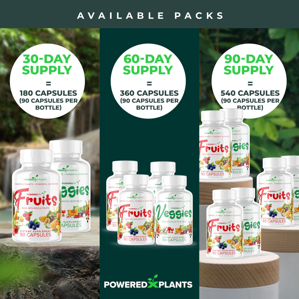 Daily Fruits and Veggies Supplement – 180 Capsules (30 Days) – Non-GMO & Gluten Free – 2-Pack