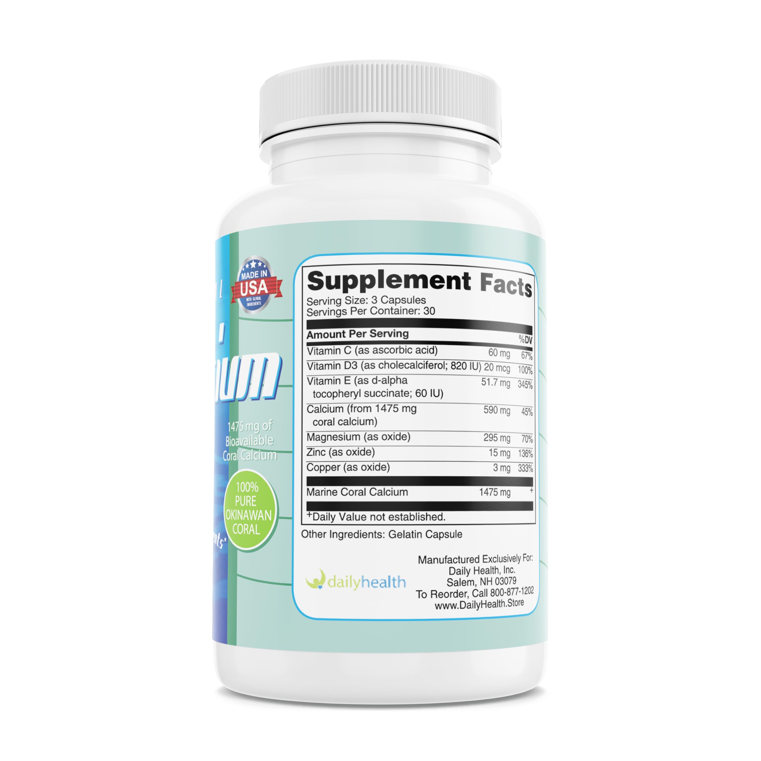 Daily Health Pure Okinawa Coral Calcium – 72 Minerals, 1475mg