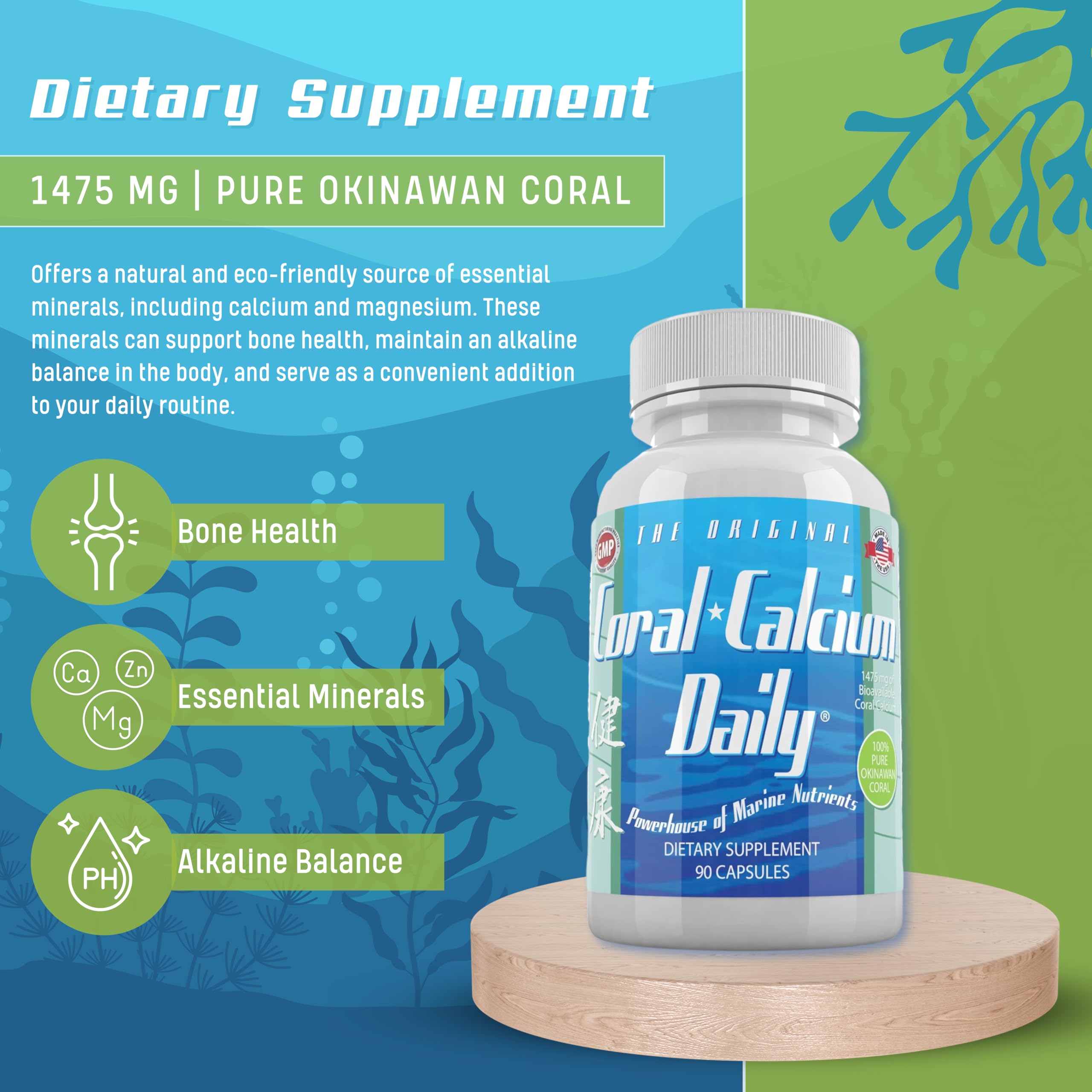 Daily Health Pure Okinawa Coral Calcium – 72 Minerals, 1475mg