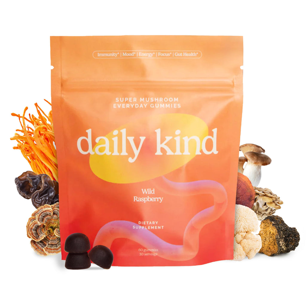 Daily Kind Super Mushroom Gummies – 10-in-1 Adaptogenic Mushroom Supplement (60-Ct) | Immunity, Focus & Gut Health | Vegan & Gluten-Free