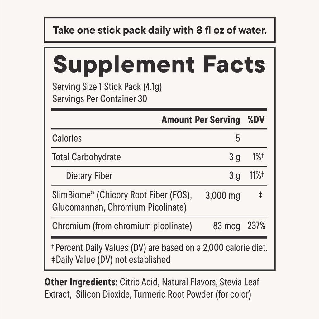 Daily Nouri FeelFull Prebiotic Fiber Drink Mix | Supports Natural Fullness, Appetite & Cravings Control, Gut & Metabolic Health | Oligofructose, Glucomannan & Chromium | 30 Stick Packs