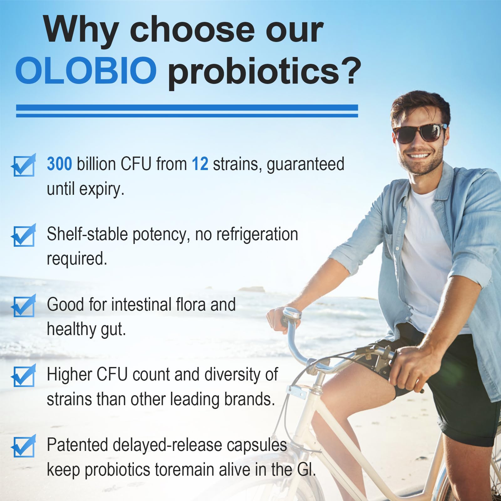 300 Billion CFU Probiotic with 12 Strains & 3 Organic Prebiotics – Daily Digestive & Immune Support, Vegan, Shelf-Stable, 120 Count