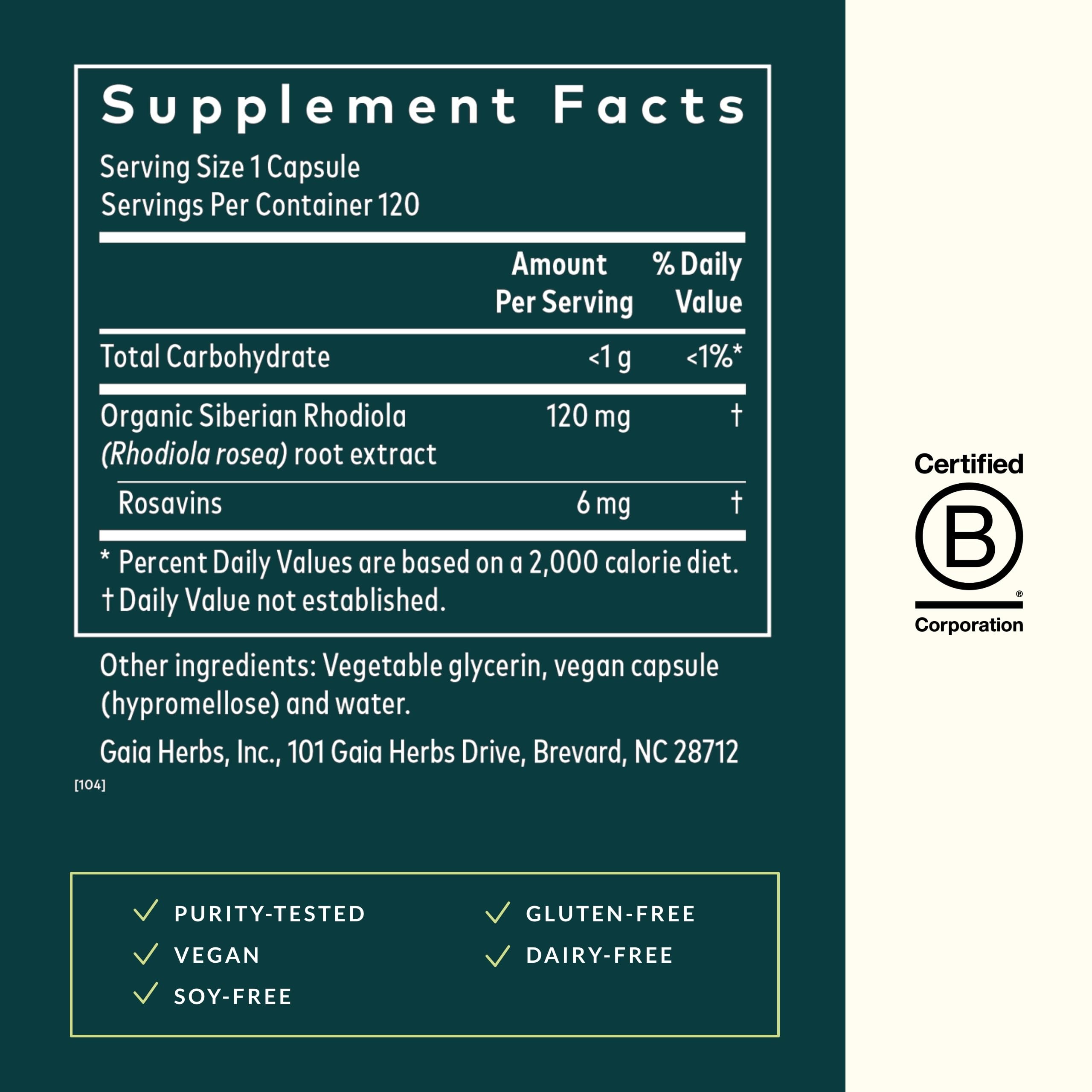 Gaia Herbs Rhodiola Rosea - Stress Support & Endurance - Siberian Root Extract - 120 Vegan Liquid Phyto-Caps (120 Servings)