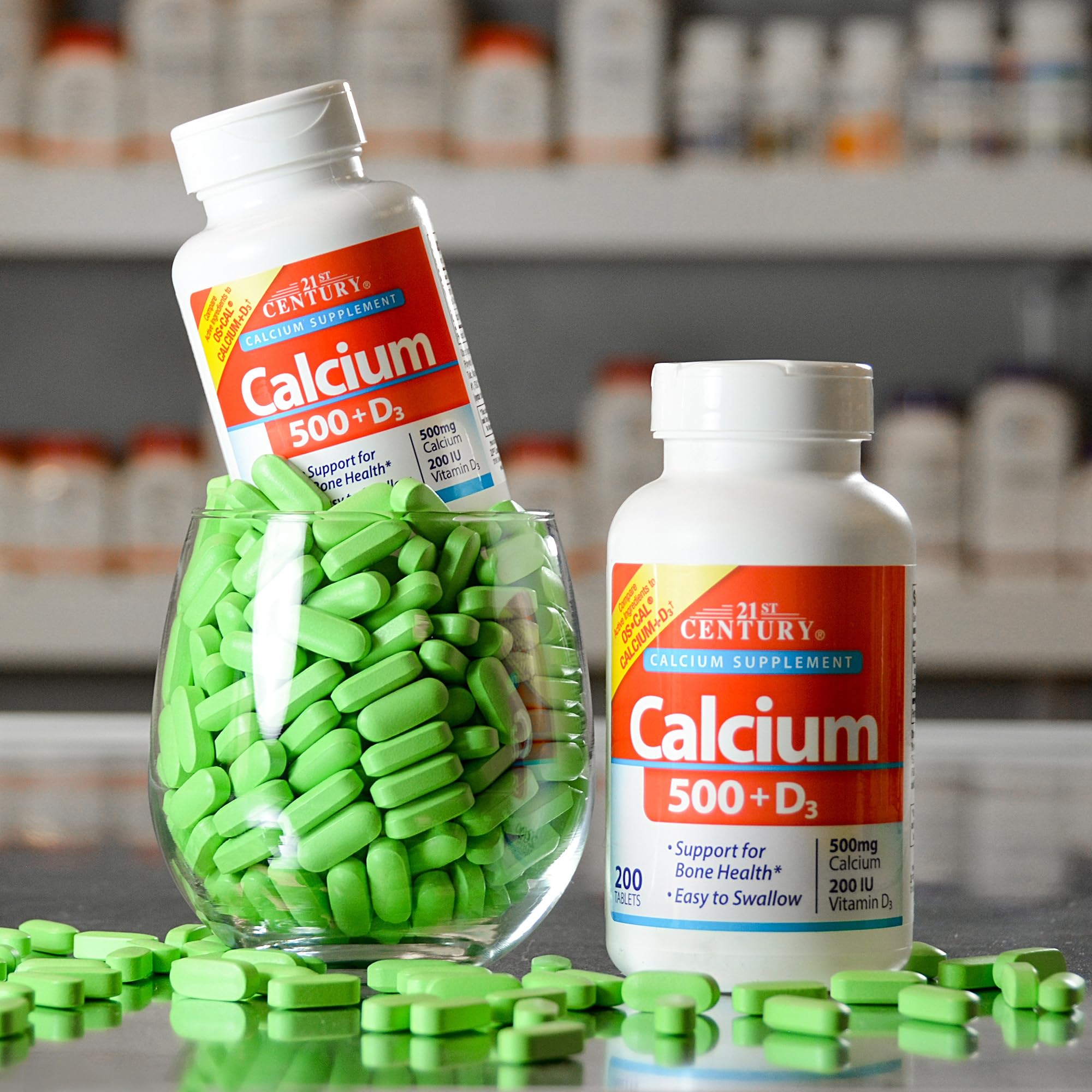 21st Century Calcium 500 mg + D3 Tablets - 400 Count | Bone Health Supplement
