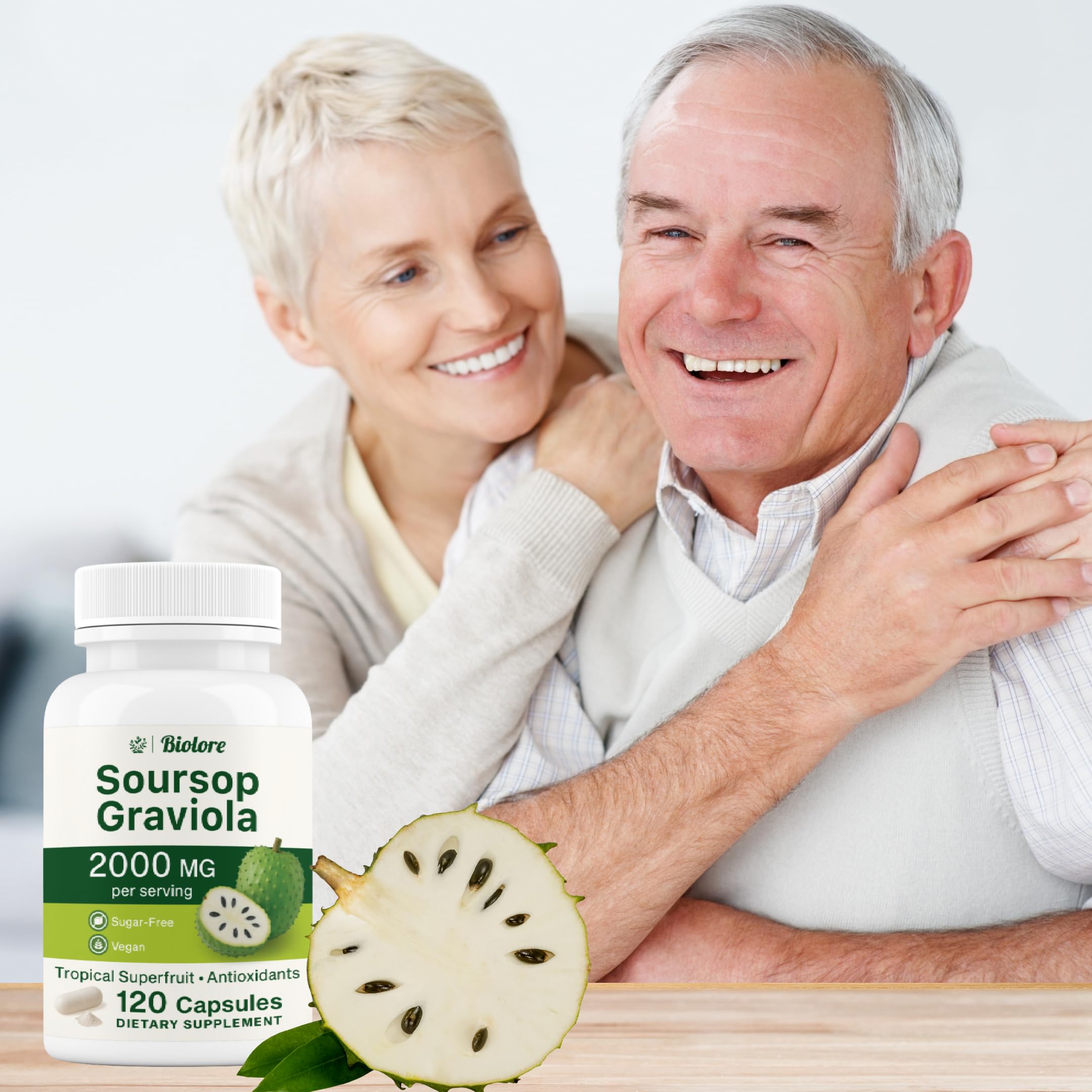 Biolore Pure Soursop Graviola Capsules – 120 Count, Vegan, Gluten Free
