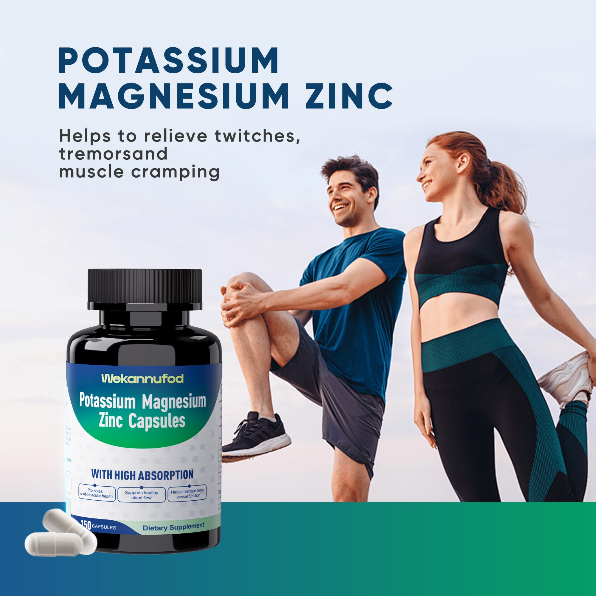 Potassium Magnesium Supplement - 150 Capsules | High Absorption Magnesium Complex