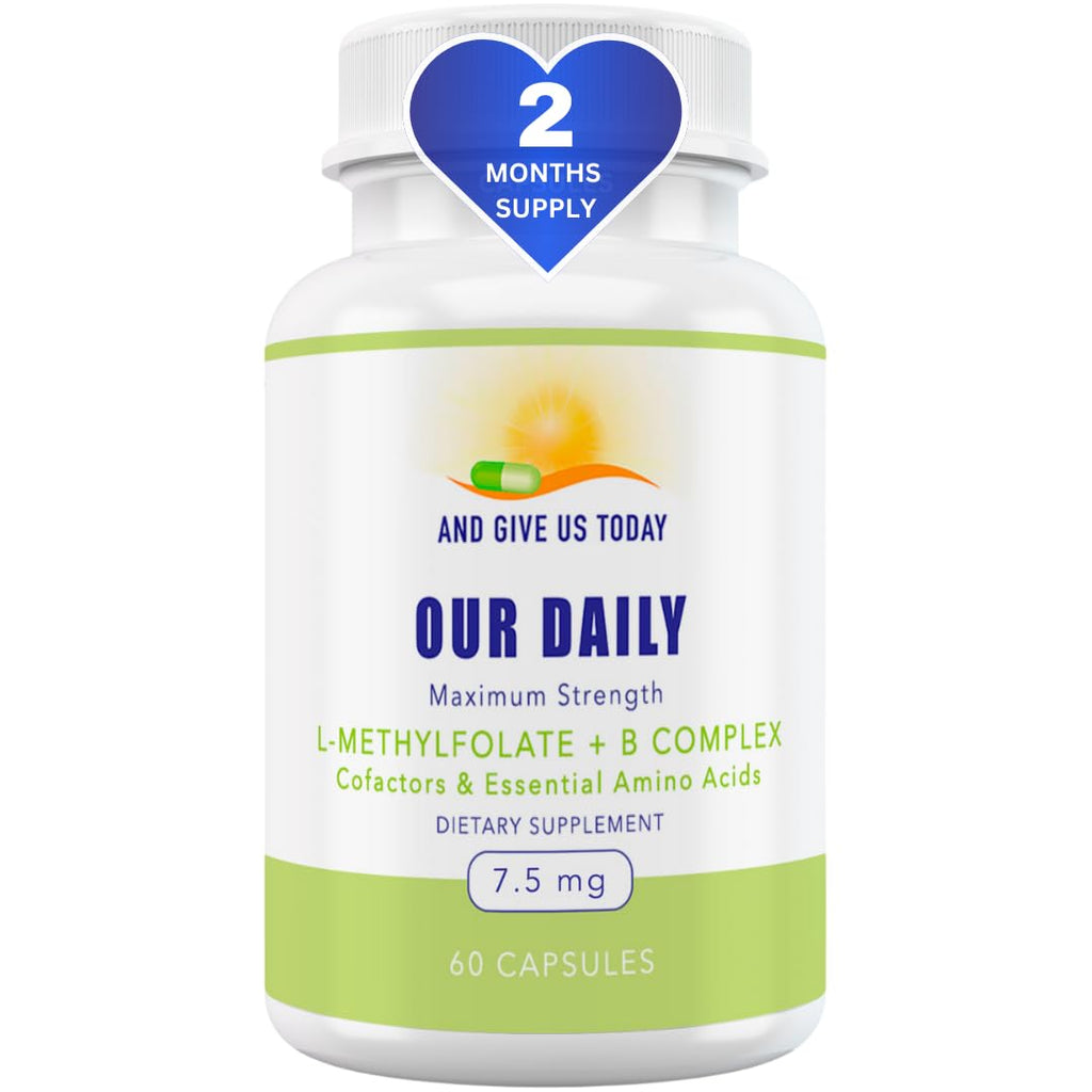 Our Daily Vites L-Methylfolate B Complex Co-factors & Essential Amino Acids (7.5mg) – Active Folate, Methylated B12 Methylcobalamin, B6 & Glycine – 60 Count