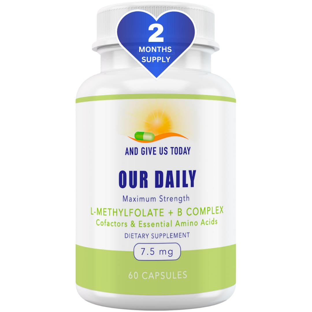 Our Daily Vites L-Methylfolate B Complex Co-factors & Essential Amino Acids (7.5mg) – Active Folate, Methylated B12 Methylcobalamin, B6 & Glycine – 60 Count