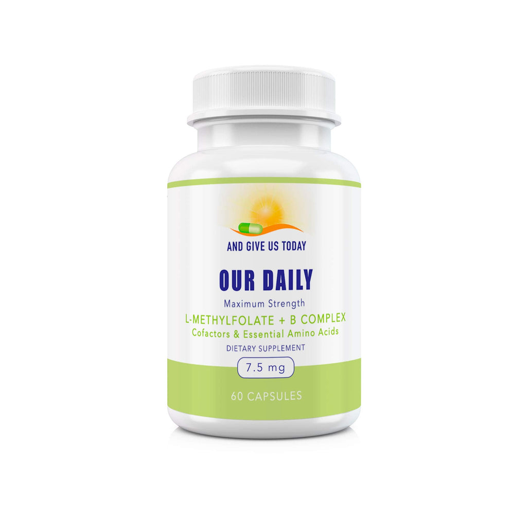 Our Daily Vites L-Methylfolate B Complex Co-factors & Essential Amino Acids (7.5mg) – Active Folate, Methylated B12 Methylcobalamin, B6 & Glycine – 60 Count