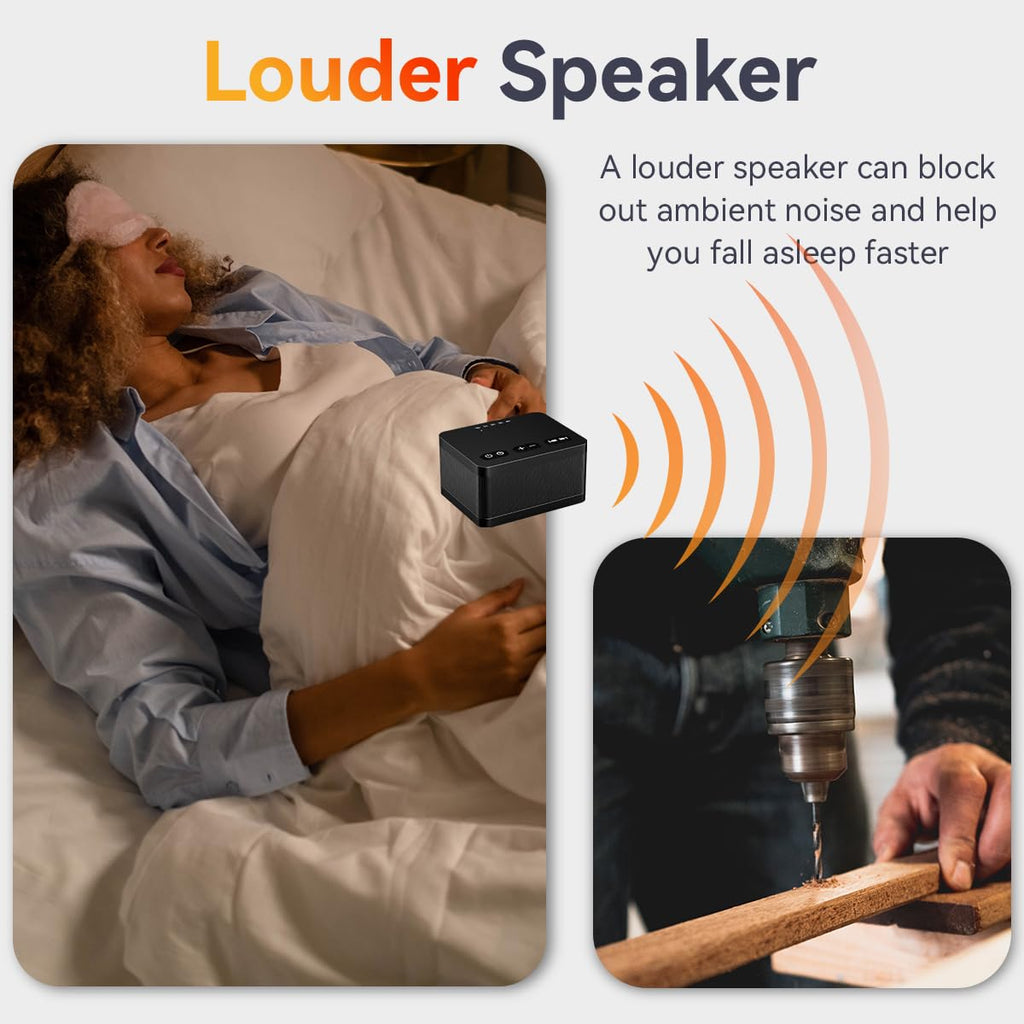 DailyBody Sound Machine – 30 Sounds, 36 Volume Levels, 5 Timers, Memory, Portable Black