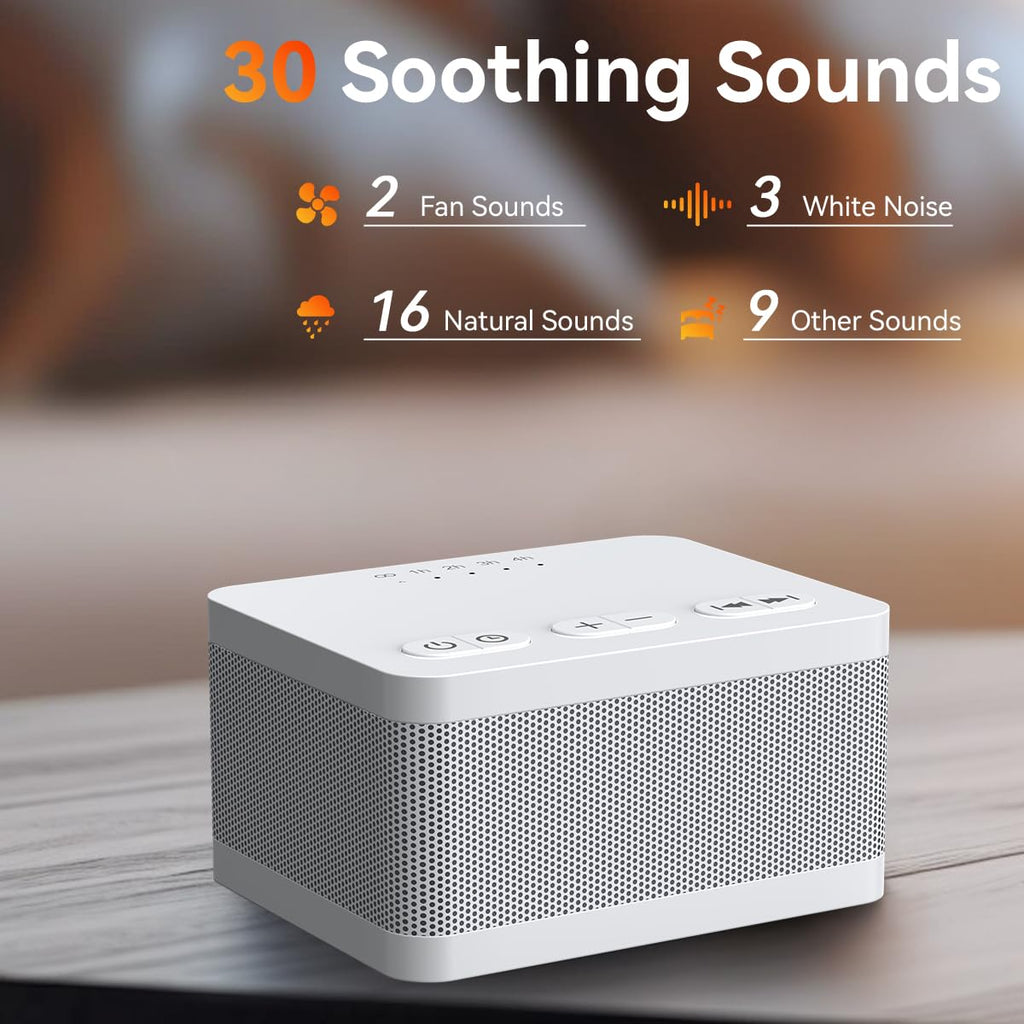 DailyBody Sound Machine White Noise Generator with 30 Sounds, 36 Volume Levels, and 5 Timers | Sleep Aid for Baby, Kids, Adults