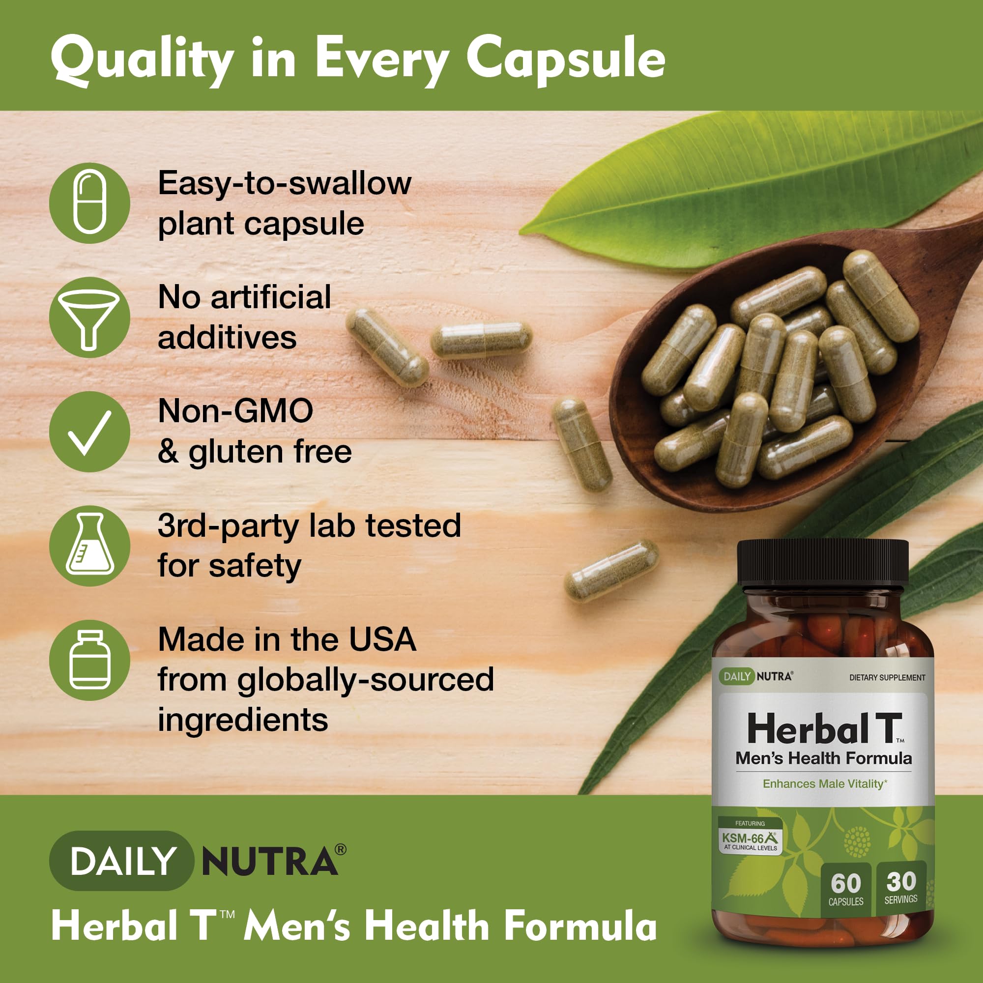 DailyNutra Herbal T Men's Health Formula - Endurance & Vitality (3-Pack)