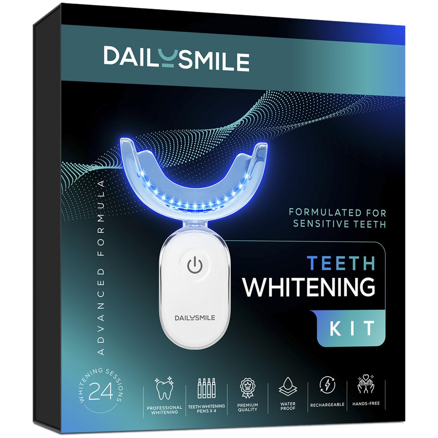Dailysmile Teeth Whitening Kit with LED | Safe for Sensitive Teeth | Hands-Free, Waterproof LED Light