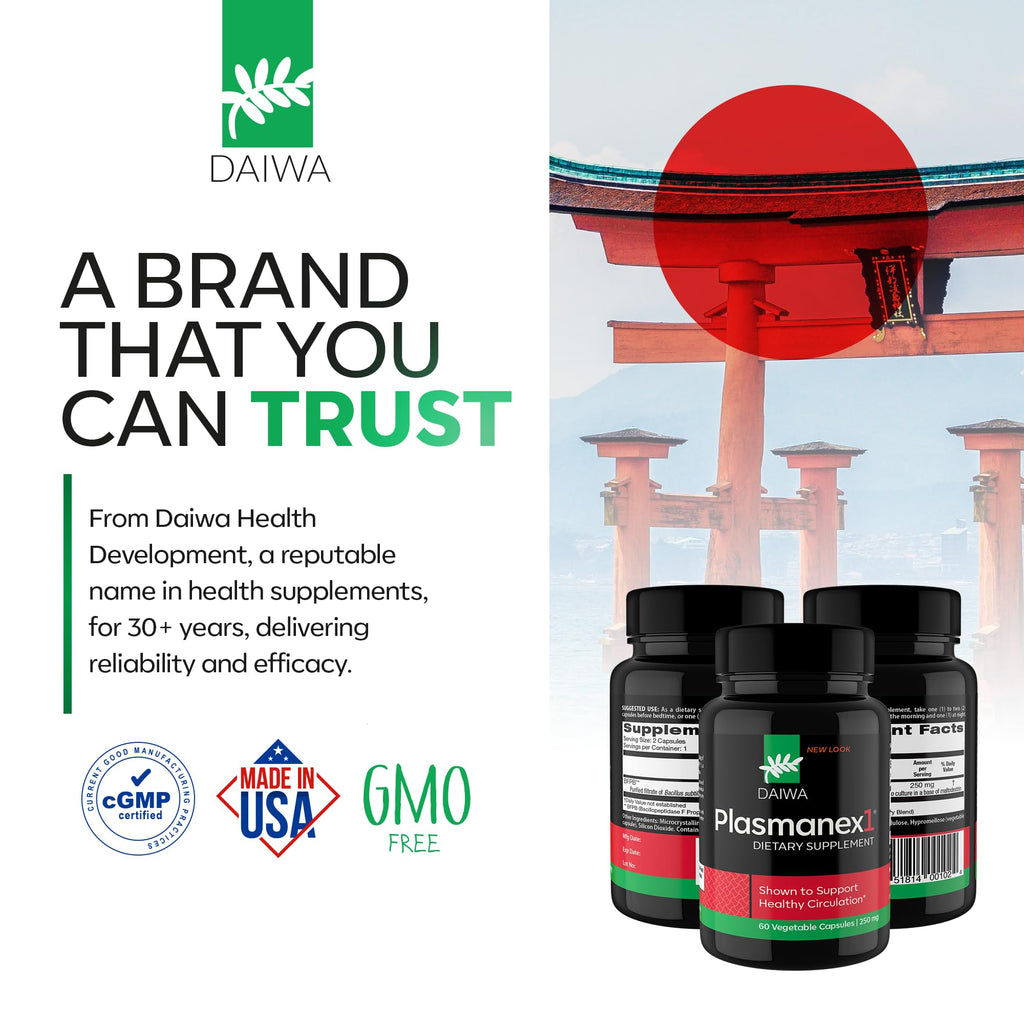 Daiwa Plasmanex 1 – Blood Circulation Supplement | 60 Vegan Capsules