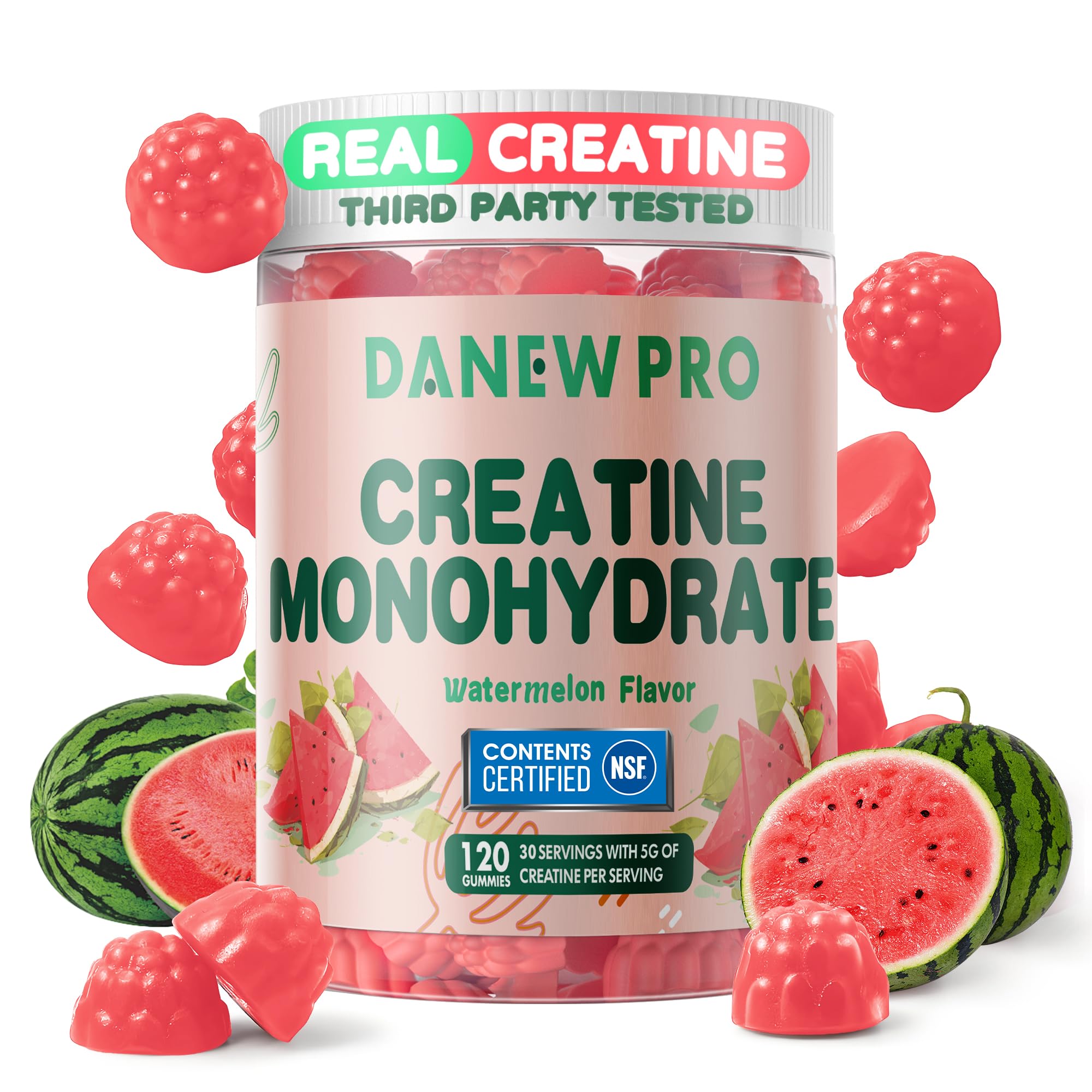 DANEW Pro Creatine Gummies 5000mg – Muscle Strength & Energy (Watermelon)