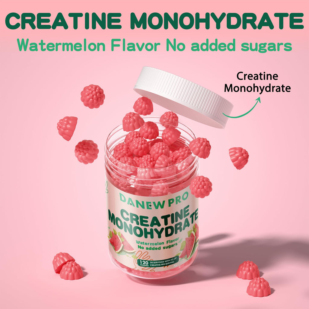DANEW Pro Creatine Gummies 5000mg – Muscle Strength & Energy (Watermelon)