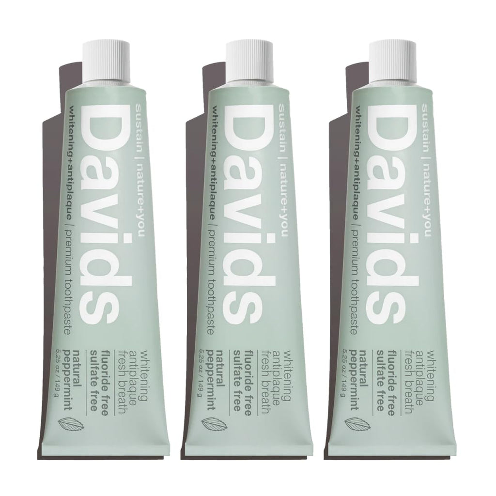 Davids Fluoride Free Toothpaste 3 Pack - SLS Free, Enamel Health, EWG Verified