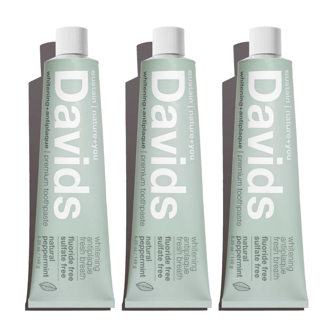 Davids Fluoride Free Toothpaste 3 Pack - SLS Free, Enamel Health, EWG Verified