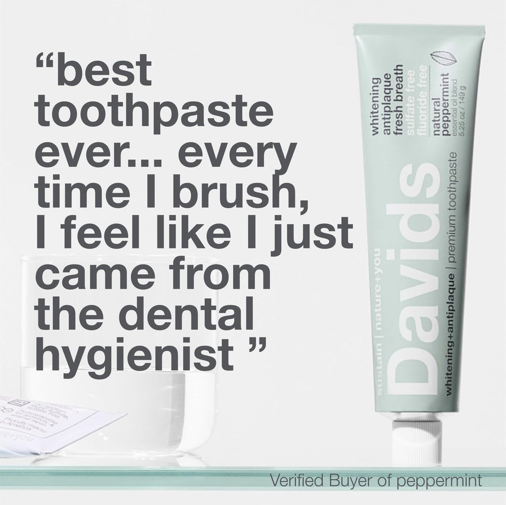 Davids Fluoride Free Toothpaste 3 Pack - SLS Free, Enamel Health, EWG Verified