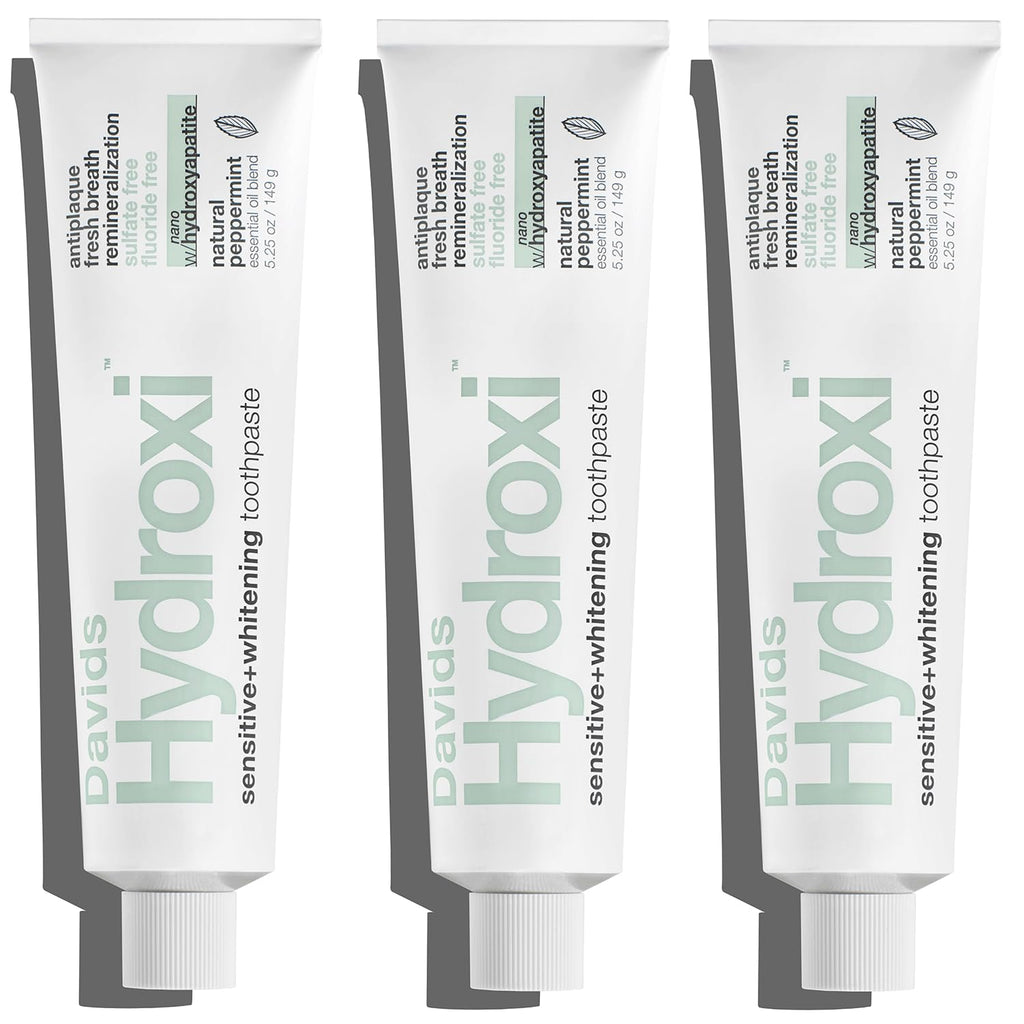 Davids Hydroxi Nano Hydroxyapatite Toothpaste – Remineralize Enamel, Sensitive Relief, 3 Pack