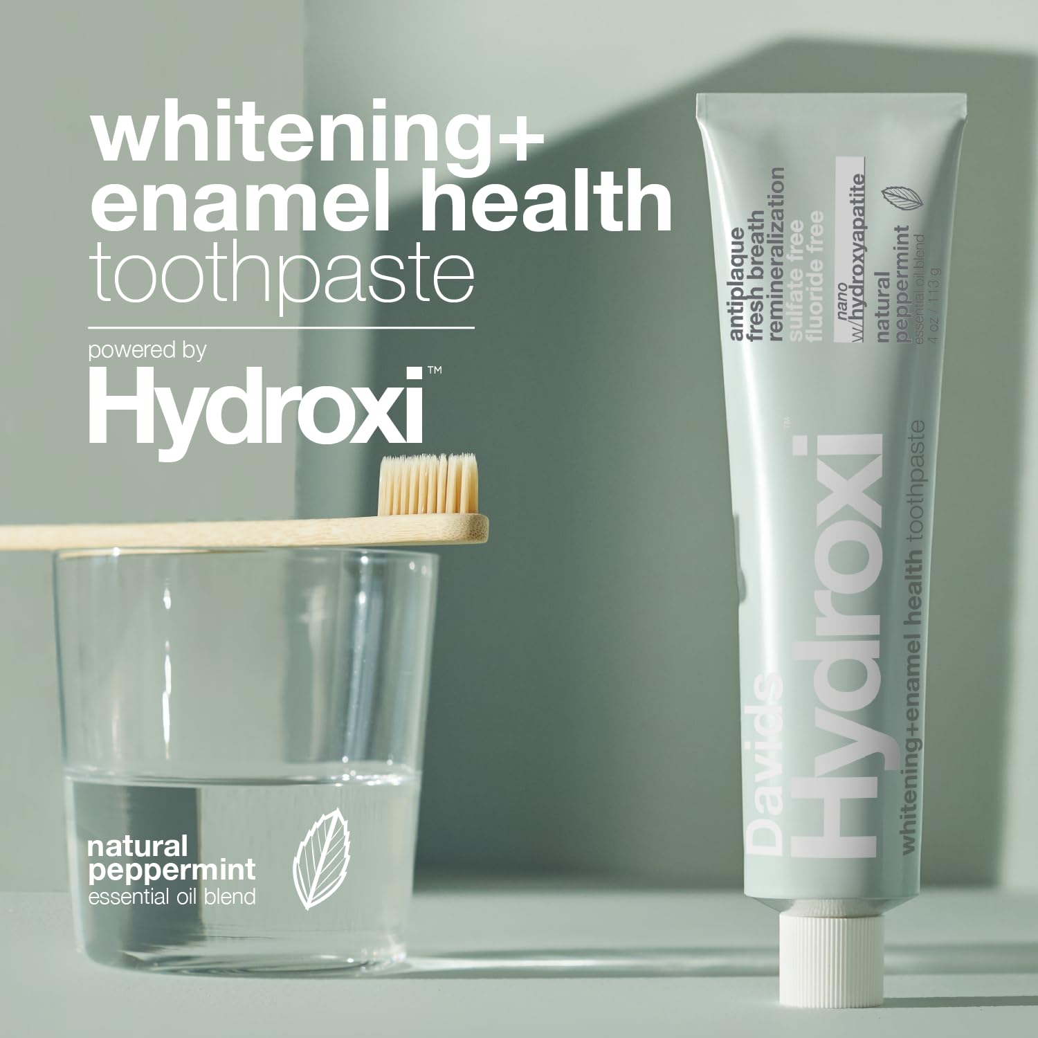 Davids Hydroxi Fluoride Free Nano Hydroxyapatite Toothpaste – Whitening, Enamel Remineralizing, SLS Free, Fresh Mint, 4 oz (3 Pack) Made in USA