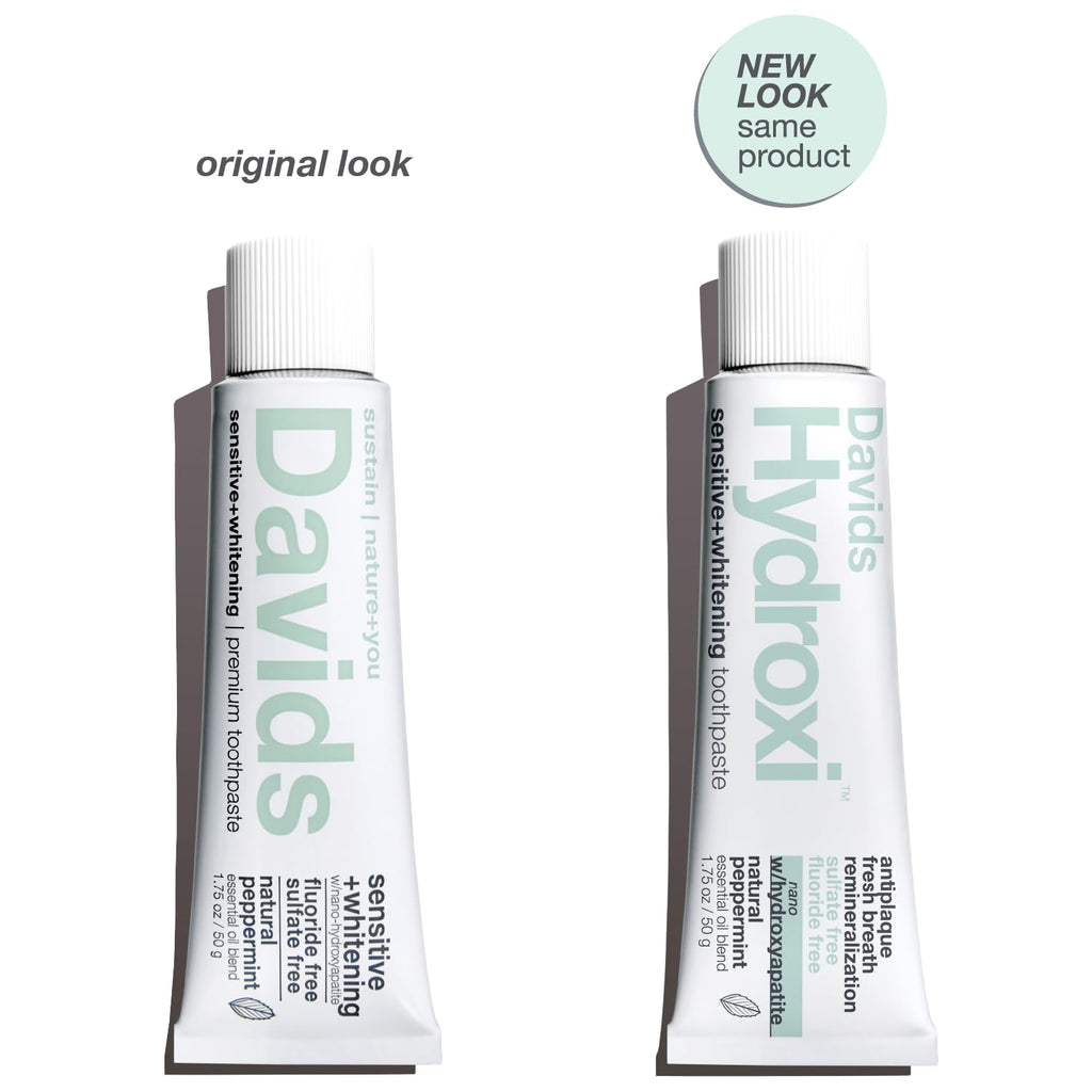Davids Nano Hydroxyapatite Toothpaste – Fluoride Free, Travel Size 1.75oz, Sensitive Relief | Made in USA