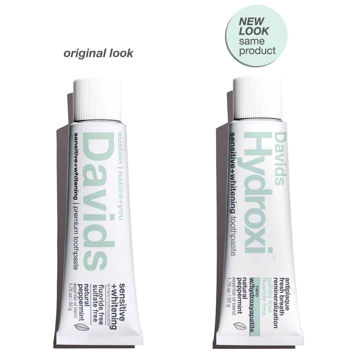 Davids Nano Hydroxyapatite Toothpaste – Fluoride Free, Travel Size 1.75oz, Sensitive Relief | Made in USA