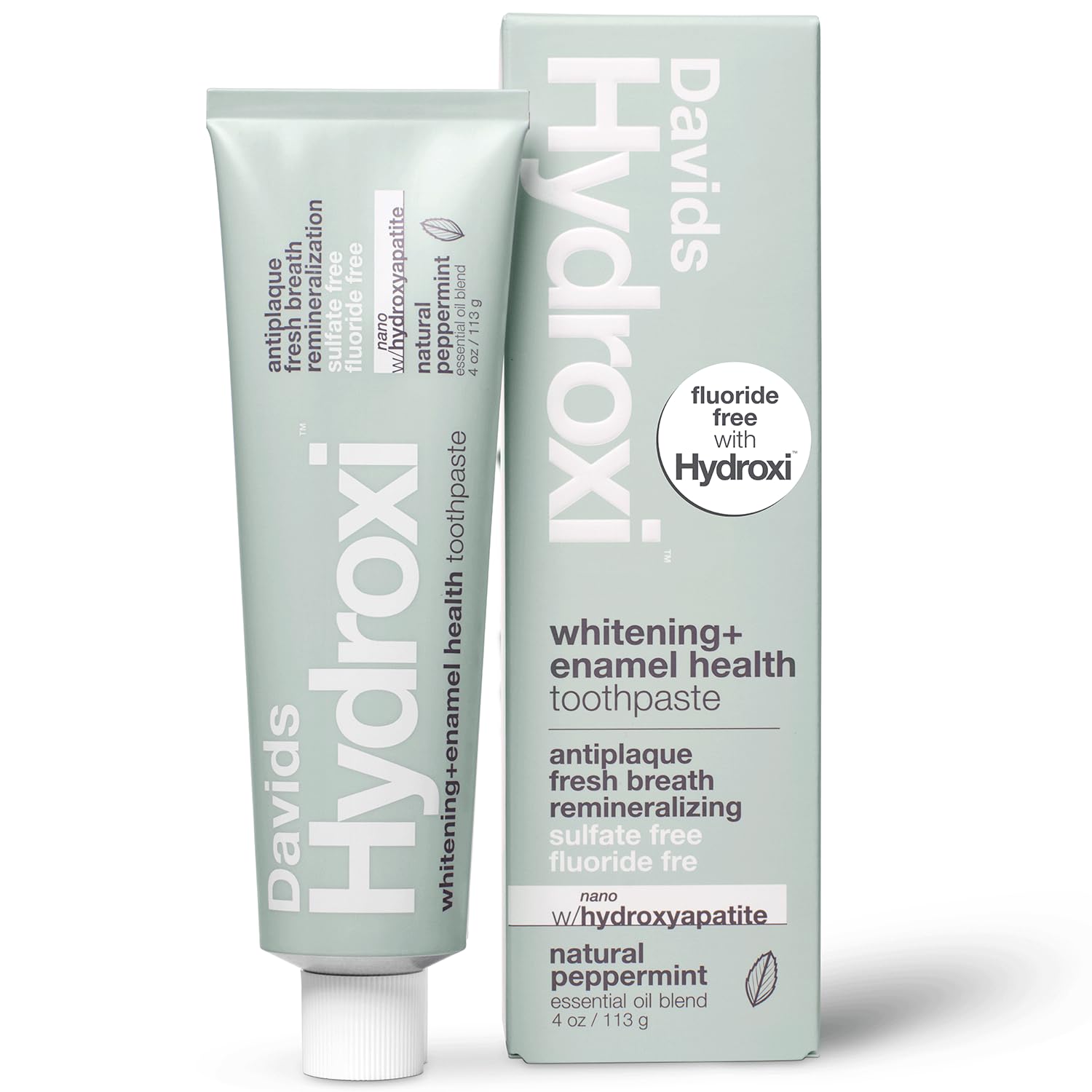 Davids Hydroxi Nano Hydroxyapatite Toothpaste – Fluoride Free, SLS Free, Whitening & Remineralizing, 4 oz, Made in USA
