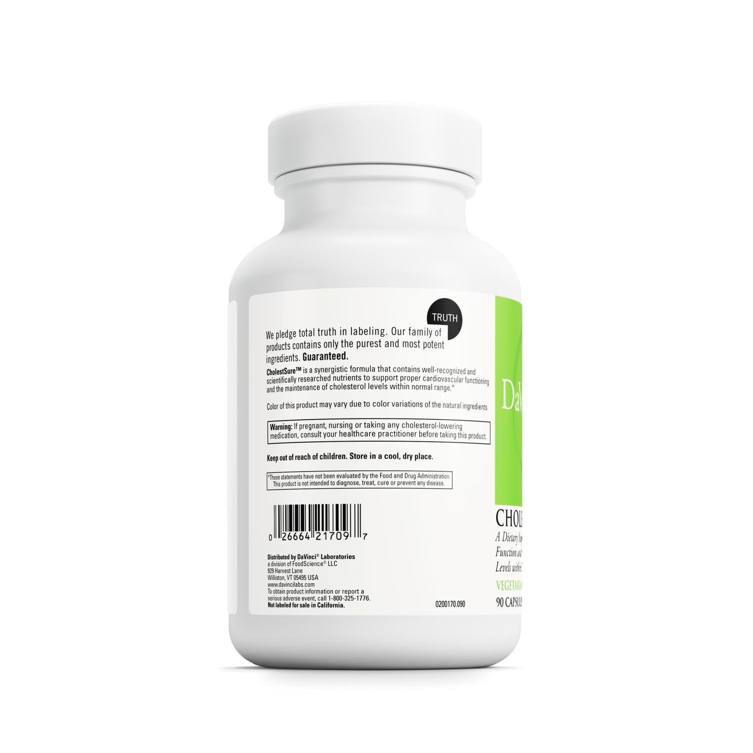 DaVinci CholestSure Supplement – Supports Cardiovascular Function & Healthy Cholesterol (Gluten Free, 90 Vegetarian Capsules)